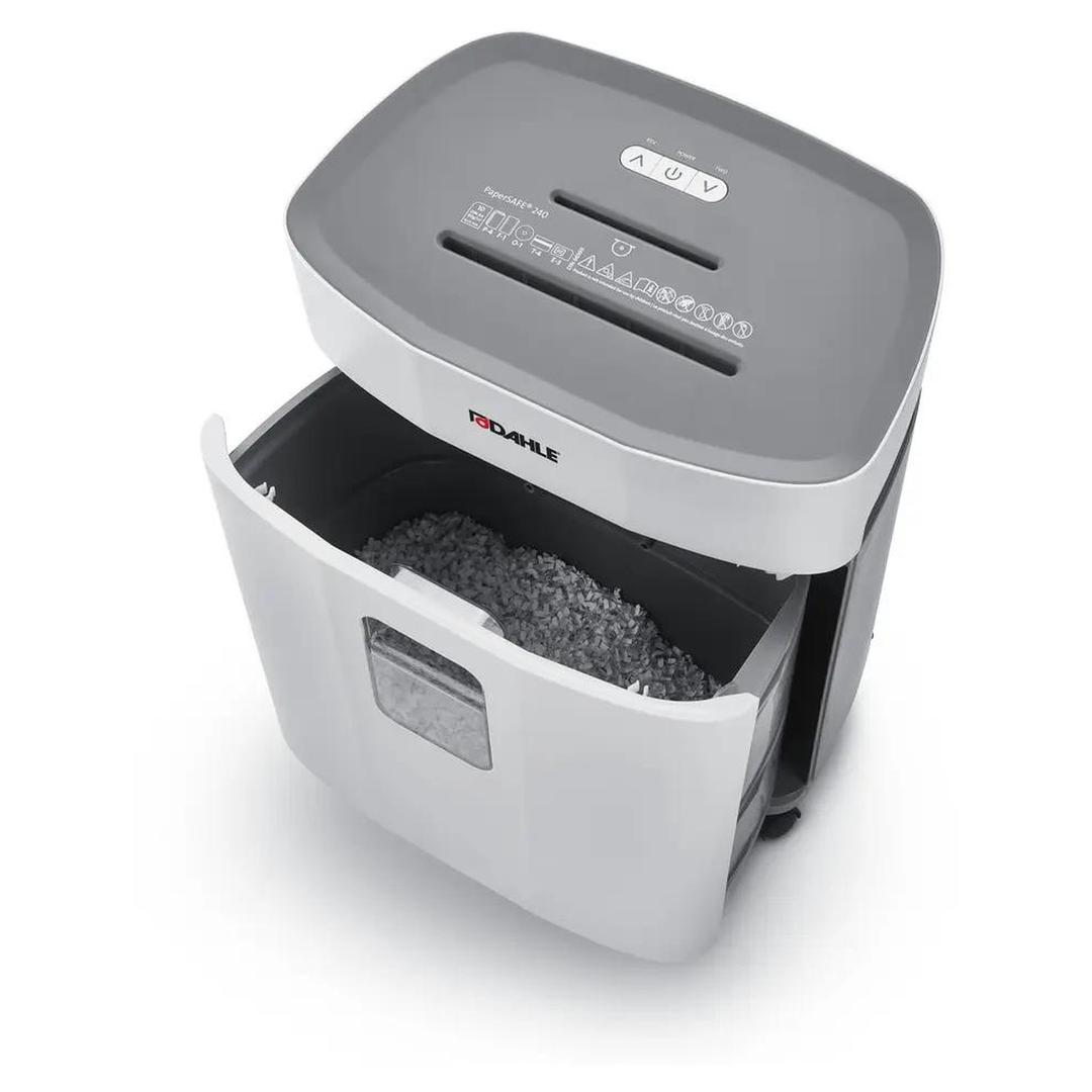 Destructeur de documents confidentiels P4 Coupe croisée Papersafe PS240 4 x 12 mm DAHLE — Bac collecteur ouvert