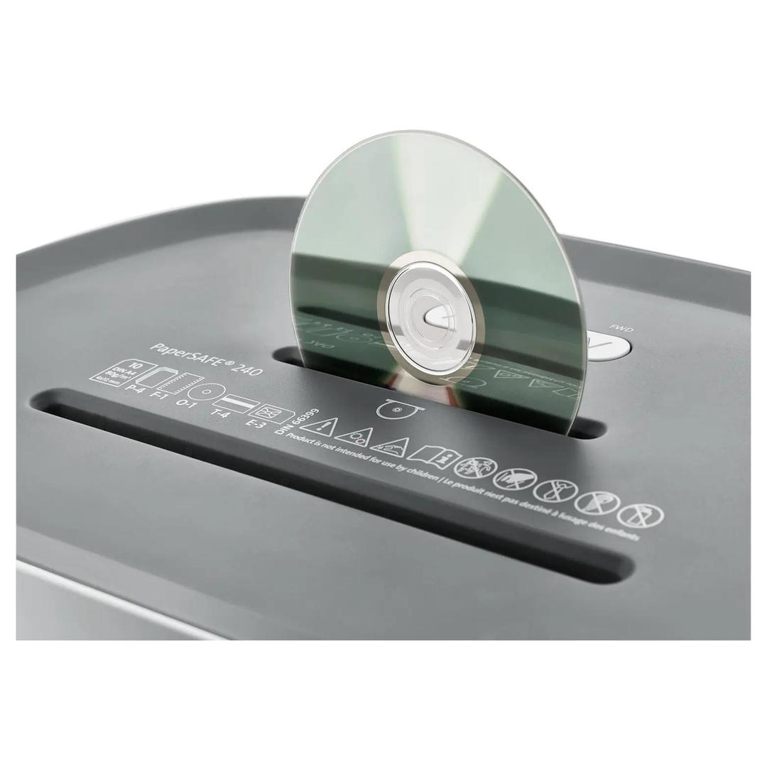 Destructeur de documents confidentiels P4 Coupe croisée Papersafe PS240 4 x 12 mm DAHLE — Insertion cd