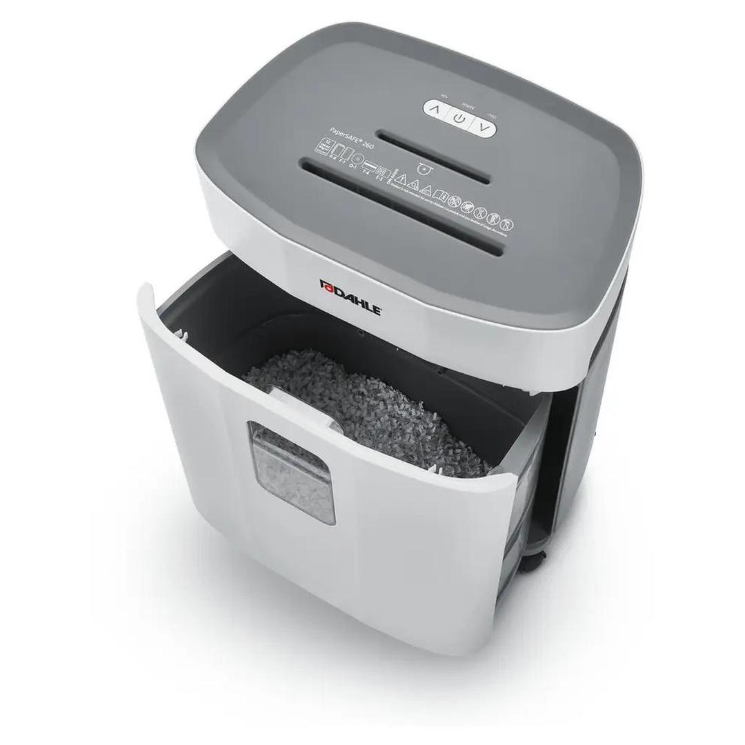 Destructeur de documents confidentiels P4 Coupe croisée Papersafe PS260 4 x 12 mm DAHLE — Bac collecteur ouvert