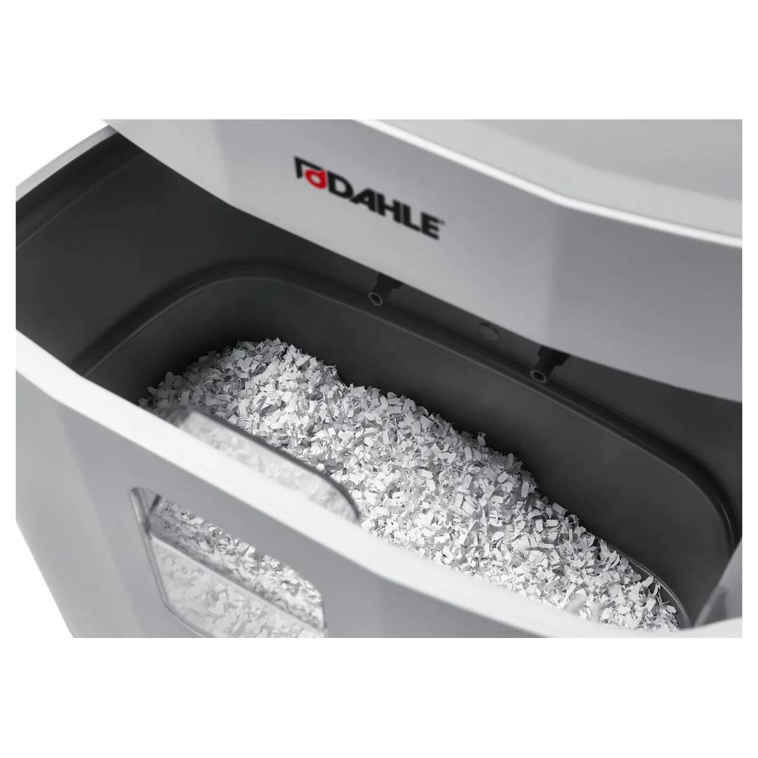 Destructeur de documents confidentiels P4 Coupe croisée Papersafe PS260 4 x 12 mm DAHLE — Détail bac collecteur