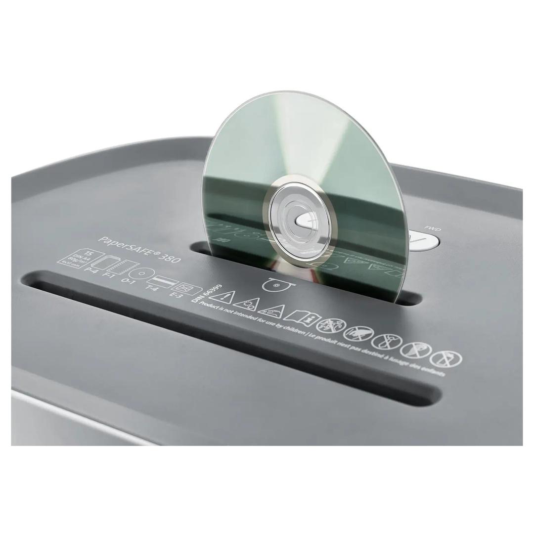 Destructeur de documents confidentiels P4 Coupe croisée PaperSAFE PS380 4 x 12 mm DAHLE — Insertion cd
