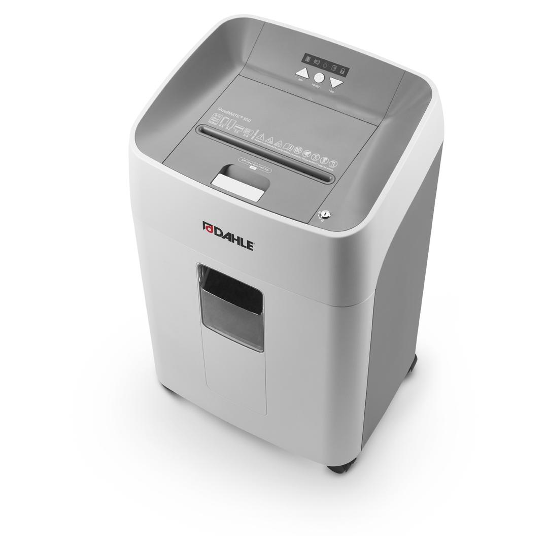 Destructeur de documents très confidentiels P5 Coupe croisée Insertion papier automatique ShredMATIC 300 P-5 2 x 15 mm avec insertion papier automatique DAHLE — Vue de dessus