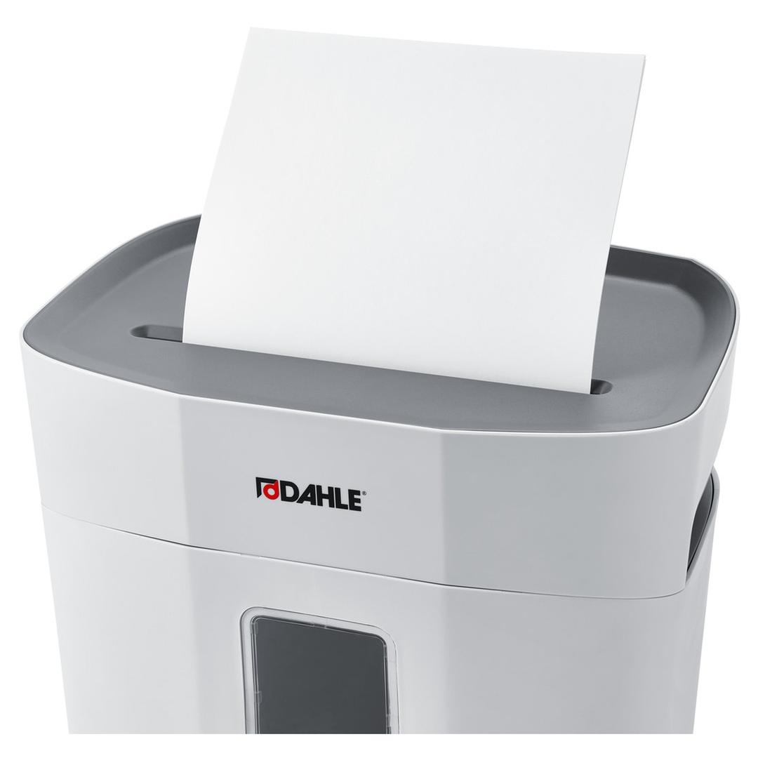 Destructeur de documents confidentiels P4 Coupe croisée PaperSAFE 100 5 x 18 mm DAHLE — Insertion papier