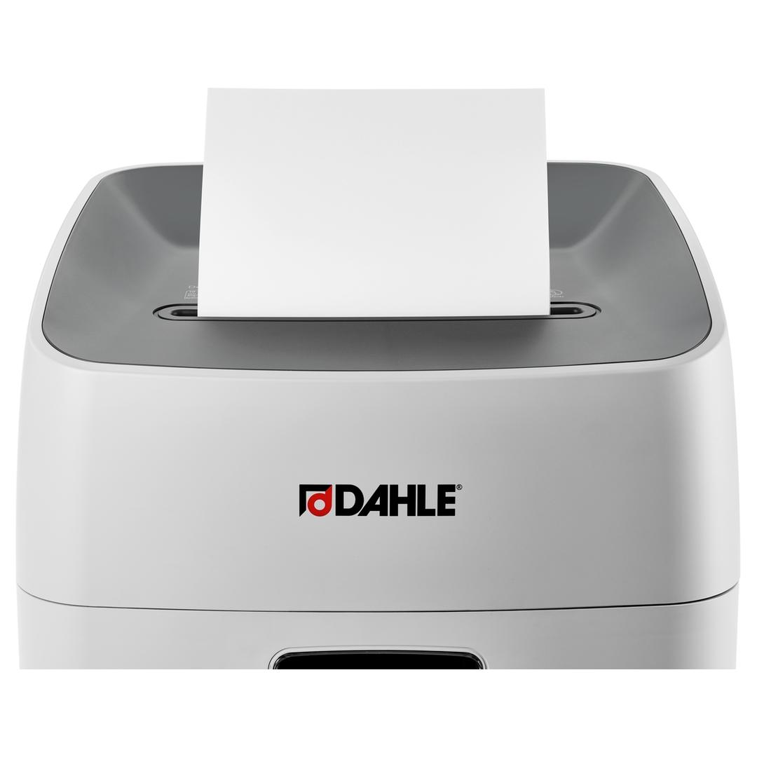 Destructeur de documents confidentiels P4 Coupe croisée Deskside 404P 4 x 35 mm DAHLE — Insertion papier vue de face