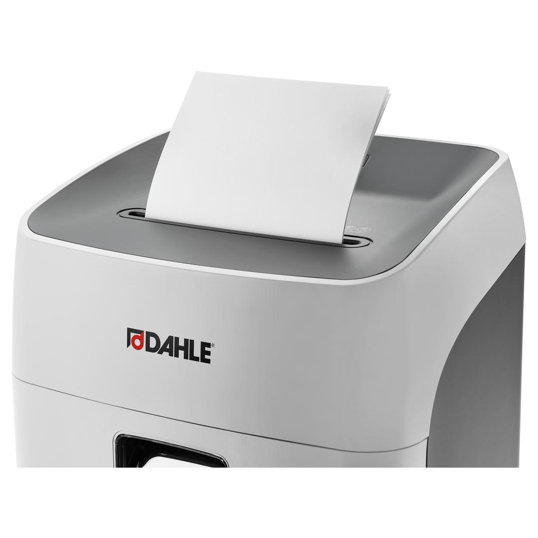Destructeur de documents très confidentiels P5 Coupe croisée Deskside 504P 2 x 15 mm DAHLE — Insertion papier