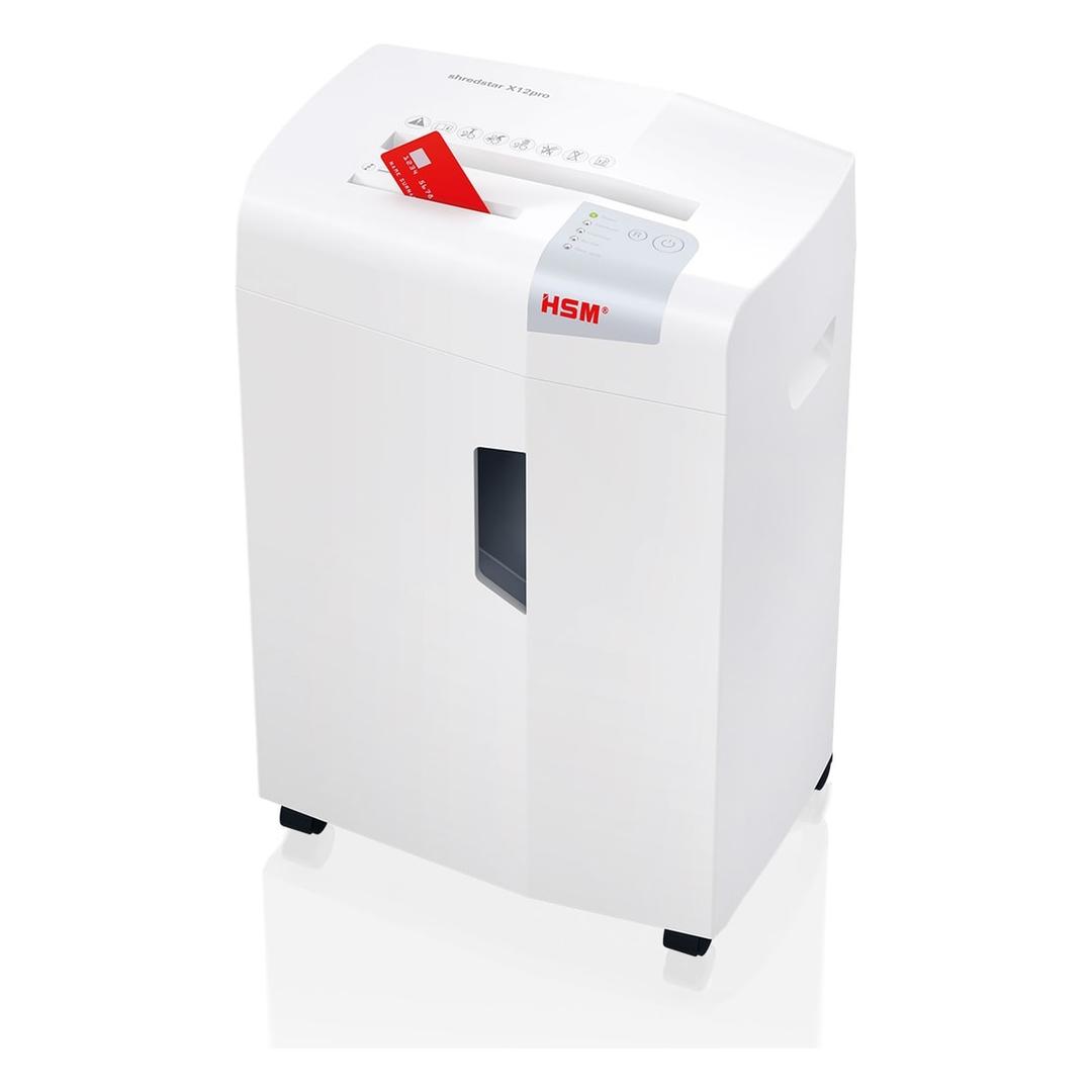 Destructeur de documents X12pro Shredstar 2 x 15 mm HSM - Destructeur de documents HSM shredstar X12pro, carte de crédit engagée dans le bloc de coupe séparé