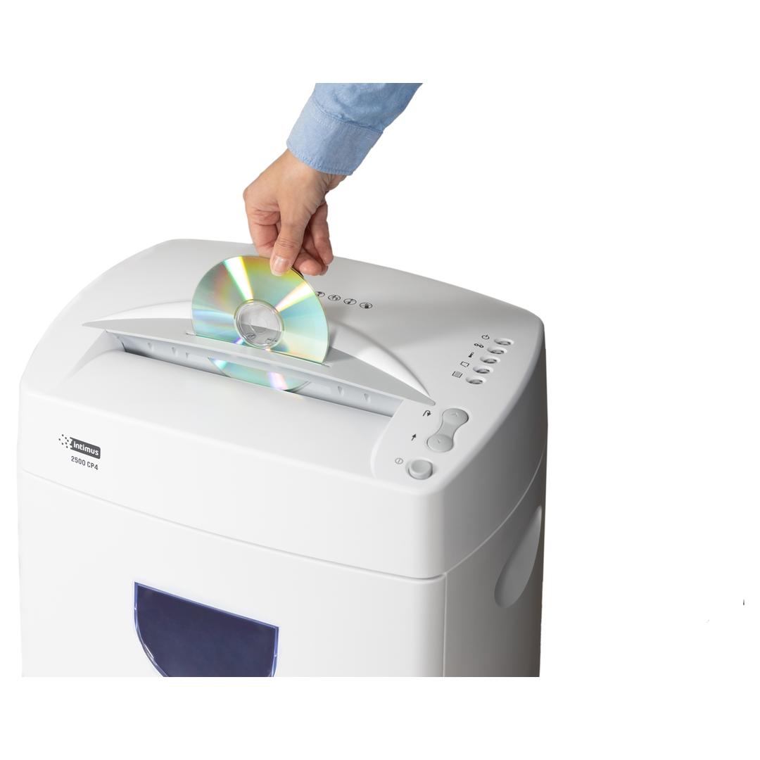 Destructeur de documents confidentiels P4 Coupe croisée 2500 CP4 4 x 33 mm INTIMUS — Insertion cd