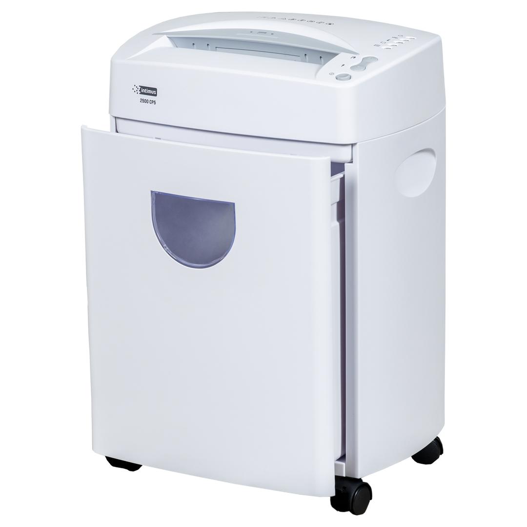 Destructeur de documents très confidentiels P5 Coupe croisée 2500 CP5 2 x 12 mm INTIMUS — Bac extractible