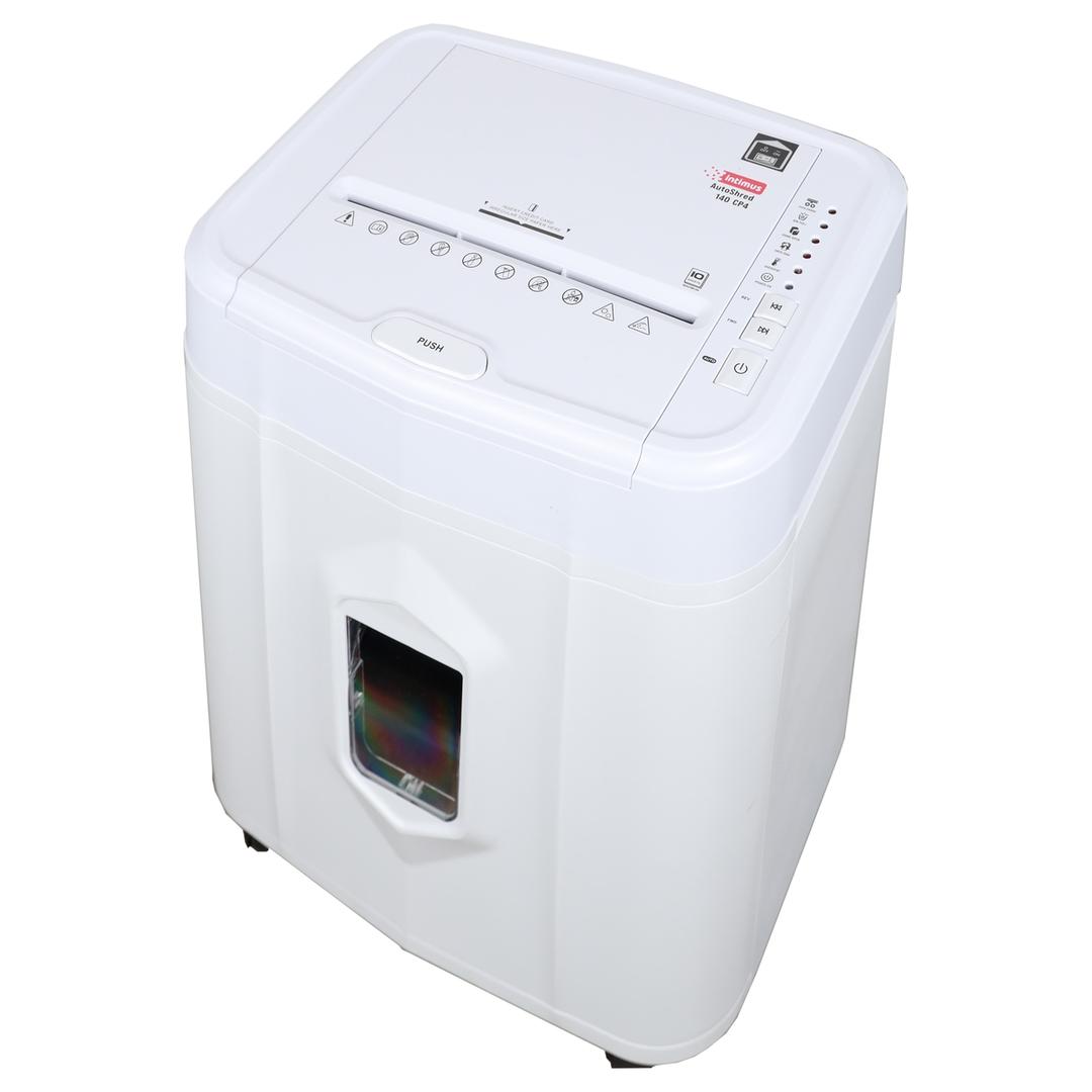 Destructeur de documents confidentiels P4 Coupe croisée AutoShred 140 CP4 4 x 12 mm insertion papier automatique INTIMUS — Vue de dessus