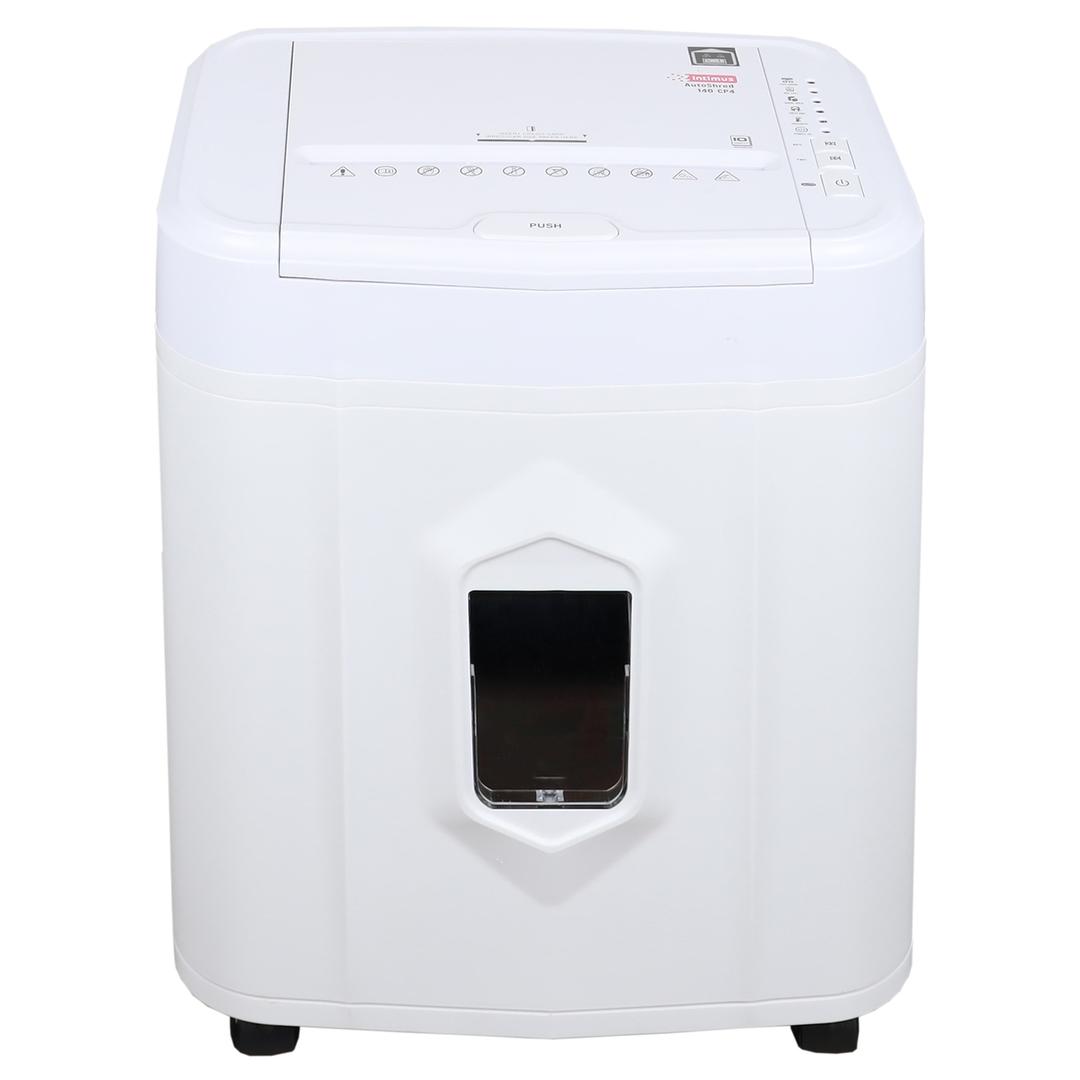 Destructeur de documents confidentiels P4 Coupe croisée AutoShred 140 CP4 4 x 12 mm insertion papier automatique INTIMUS — Vue de face