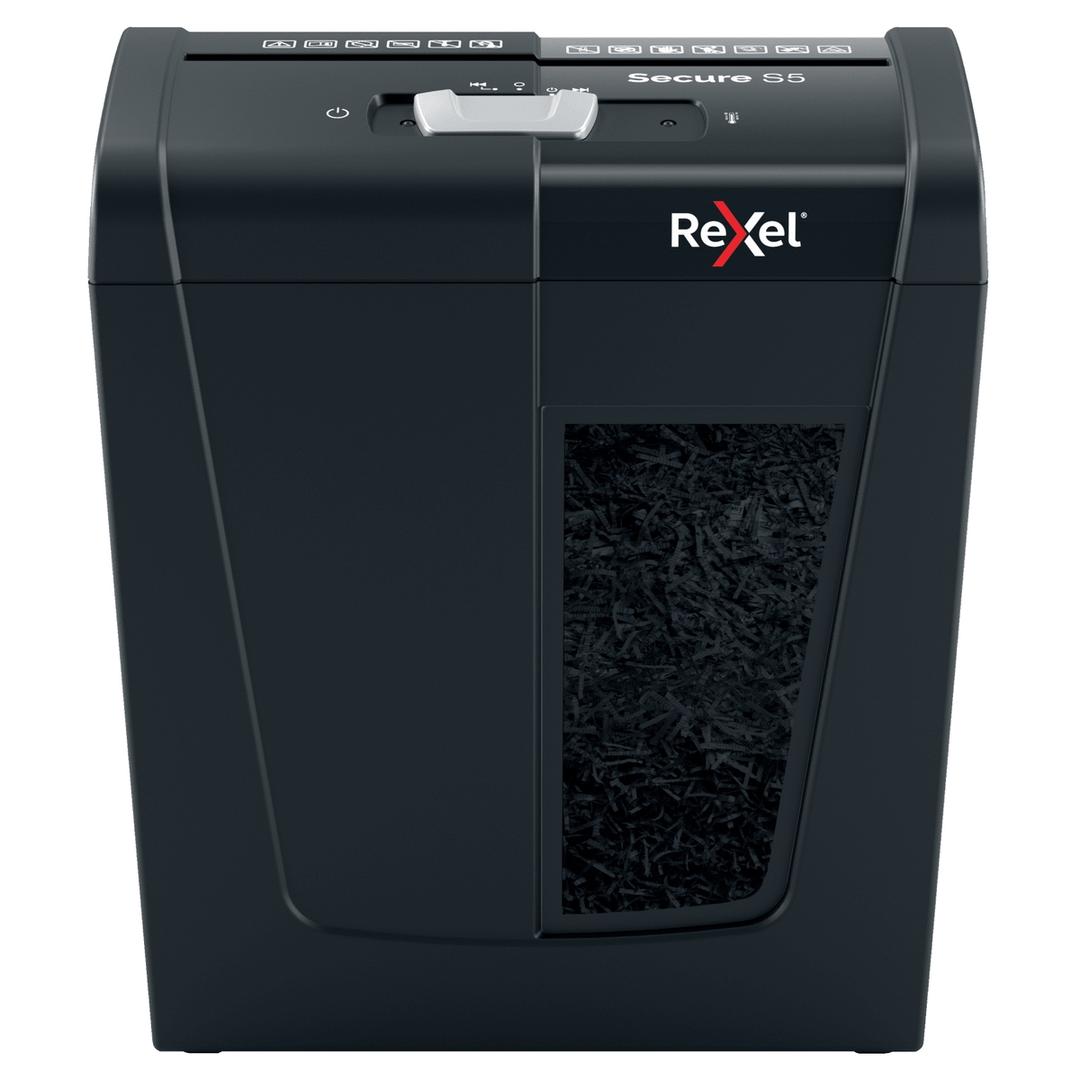 Destructeur de documents P2 Coupe droite Secure S5 6 mm REXEL — Vue de face