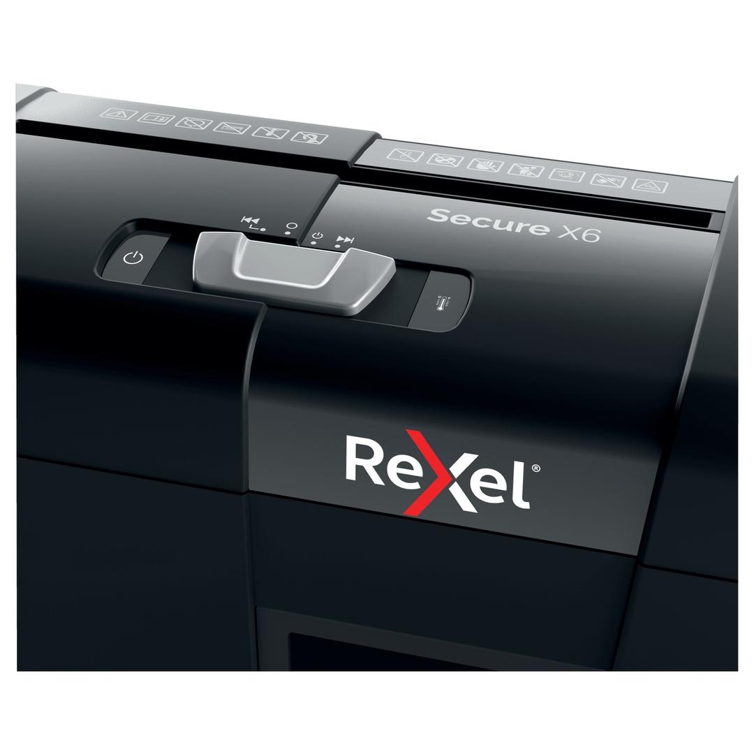 Destructeur de documents confidentiels P4 Coupe croisée Secure X6 4 x 40 mm REXEL — Détails boutons