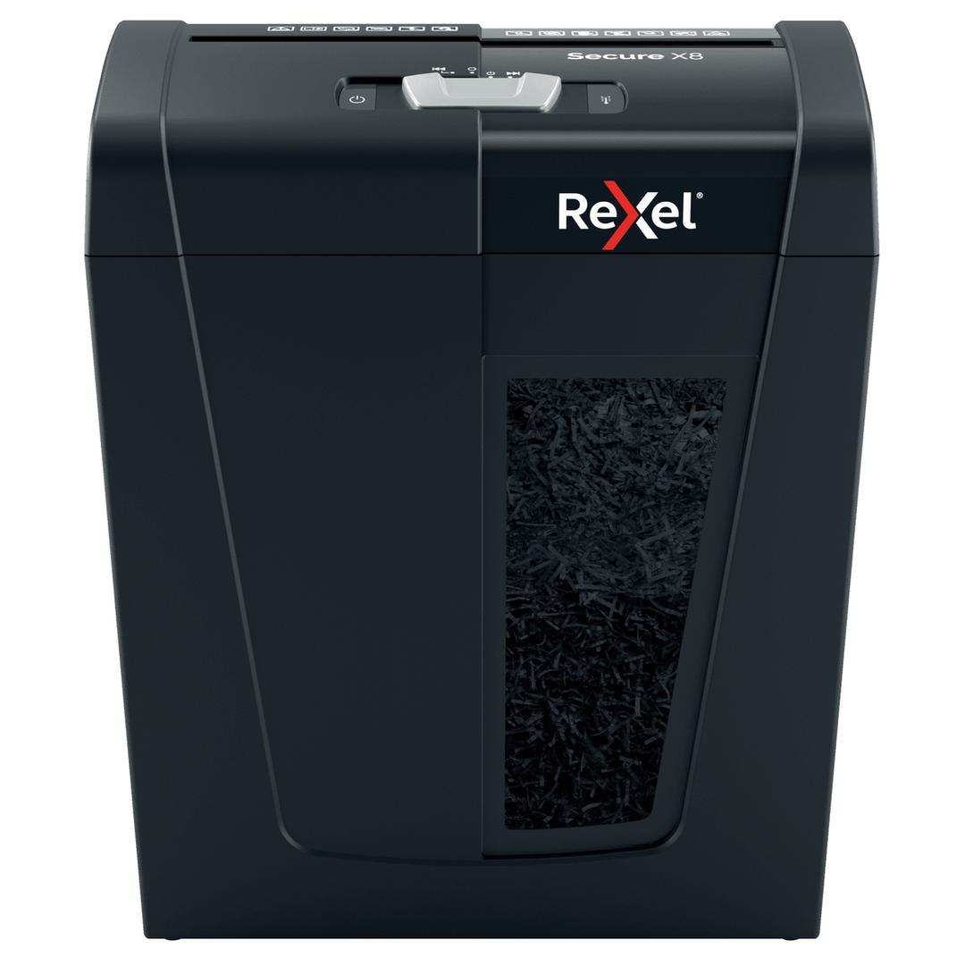 Destructeur de documents confidentiels P4 Coupe croisée Secure X8 4 x 40 mm REXEL — Vue de face