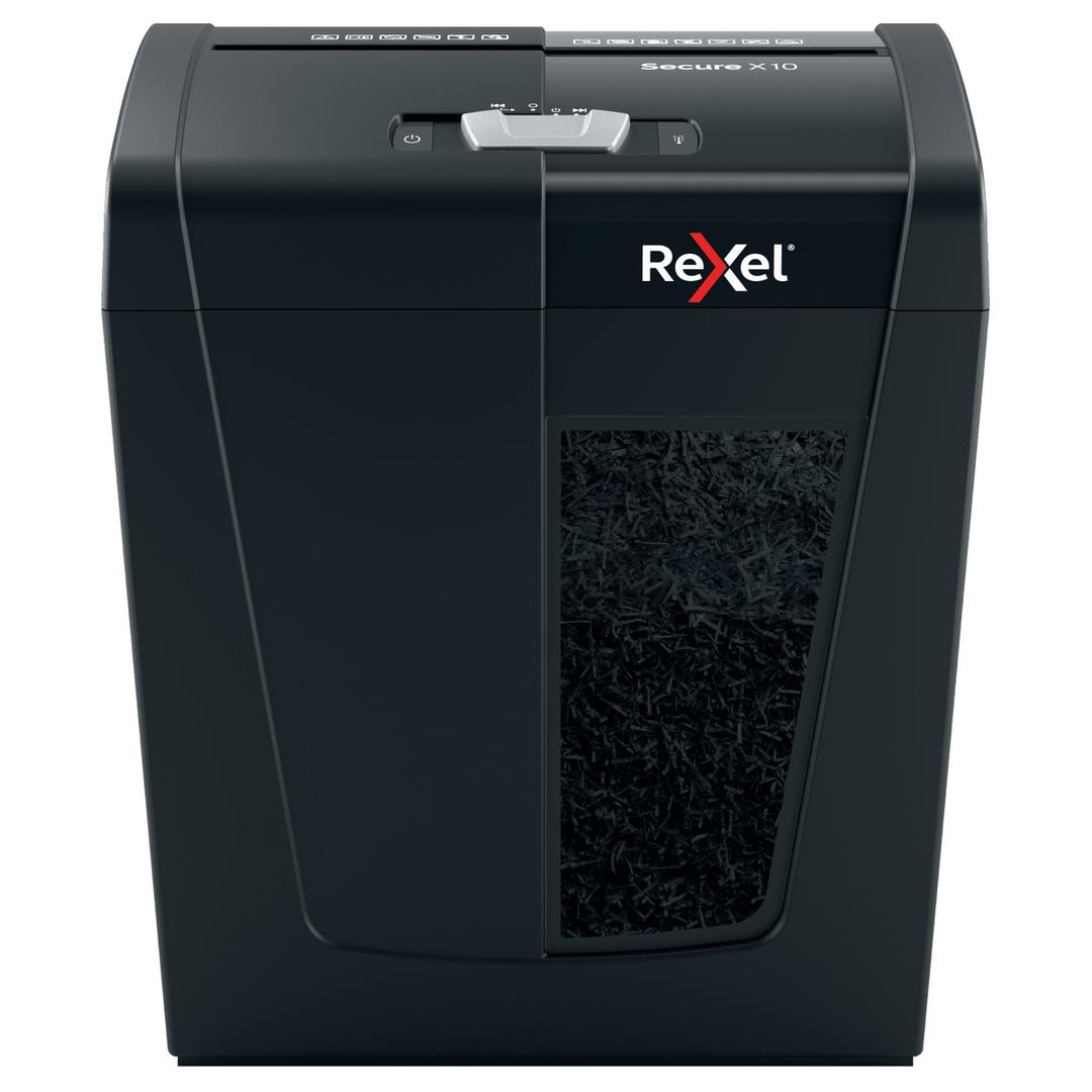 Destructeur de documents confidentiels P4 Coupe croisée Secure X10 4 x 40 mm REXEL — Vue de face