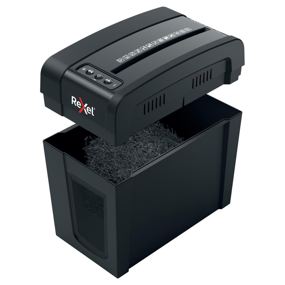 Destructeur de documents confidentiels P4 Coupe croisée Secure X6-SL 4 x 40 mm REXEL — Corbeille amovible ouverte