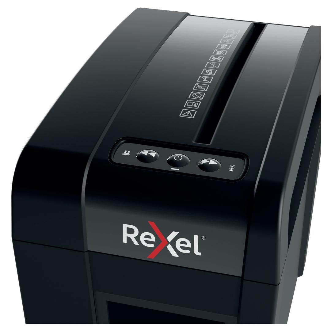 Destructeur de documents confidentiels P4 Coupe croisée Secure X6-SL 4 x 40 mm REXEL — Détails boutons