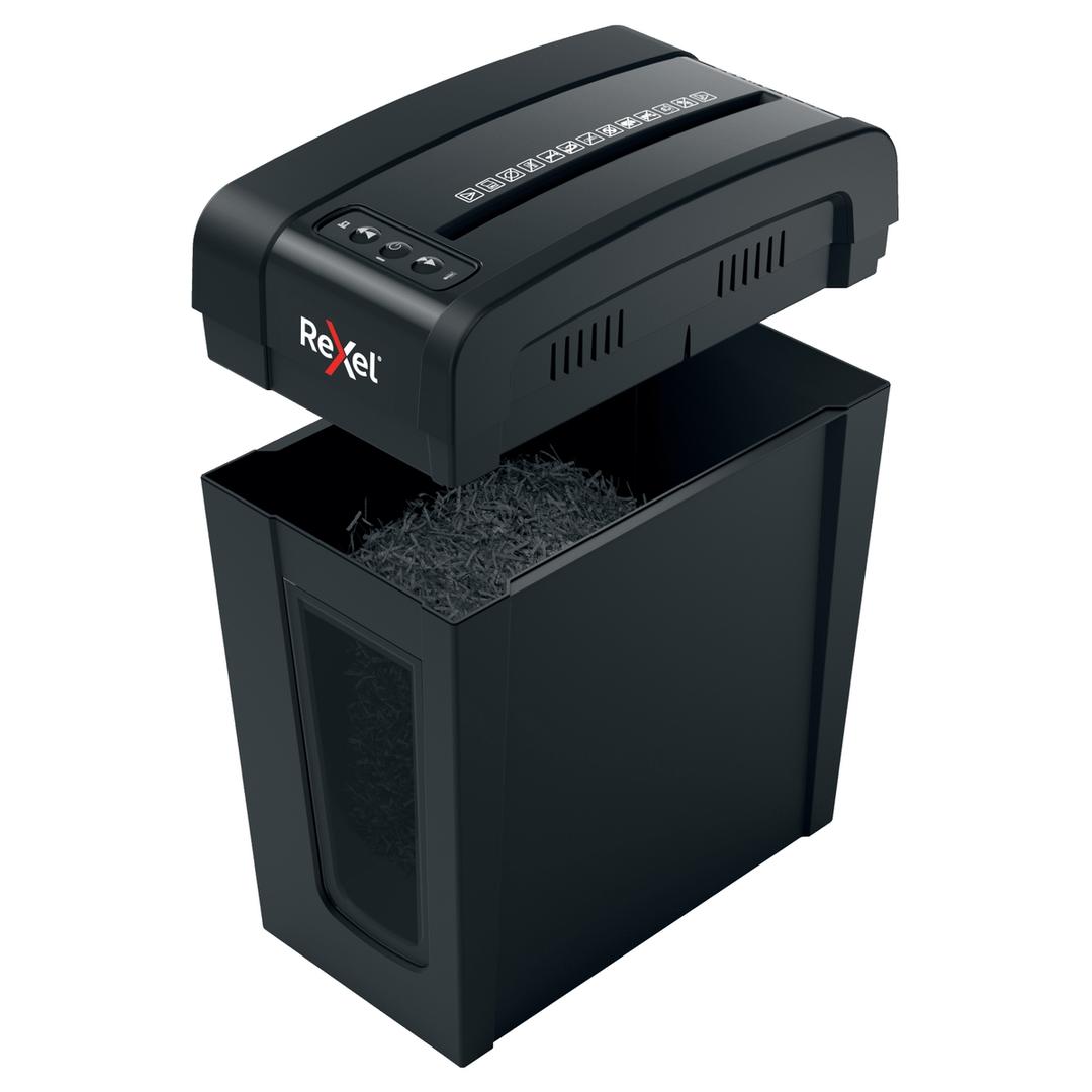 Destructeur de documents confidentiels P4 Coupe croisée Secure X8-SL 4 x 40 mm REXEL — Corbeille amovible ouverte