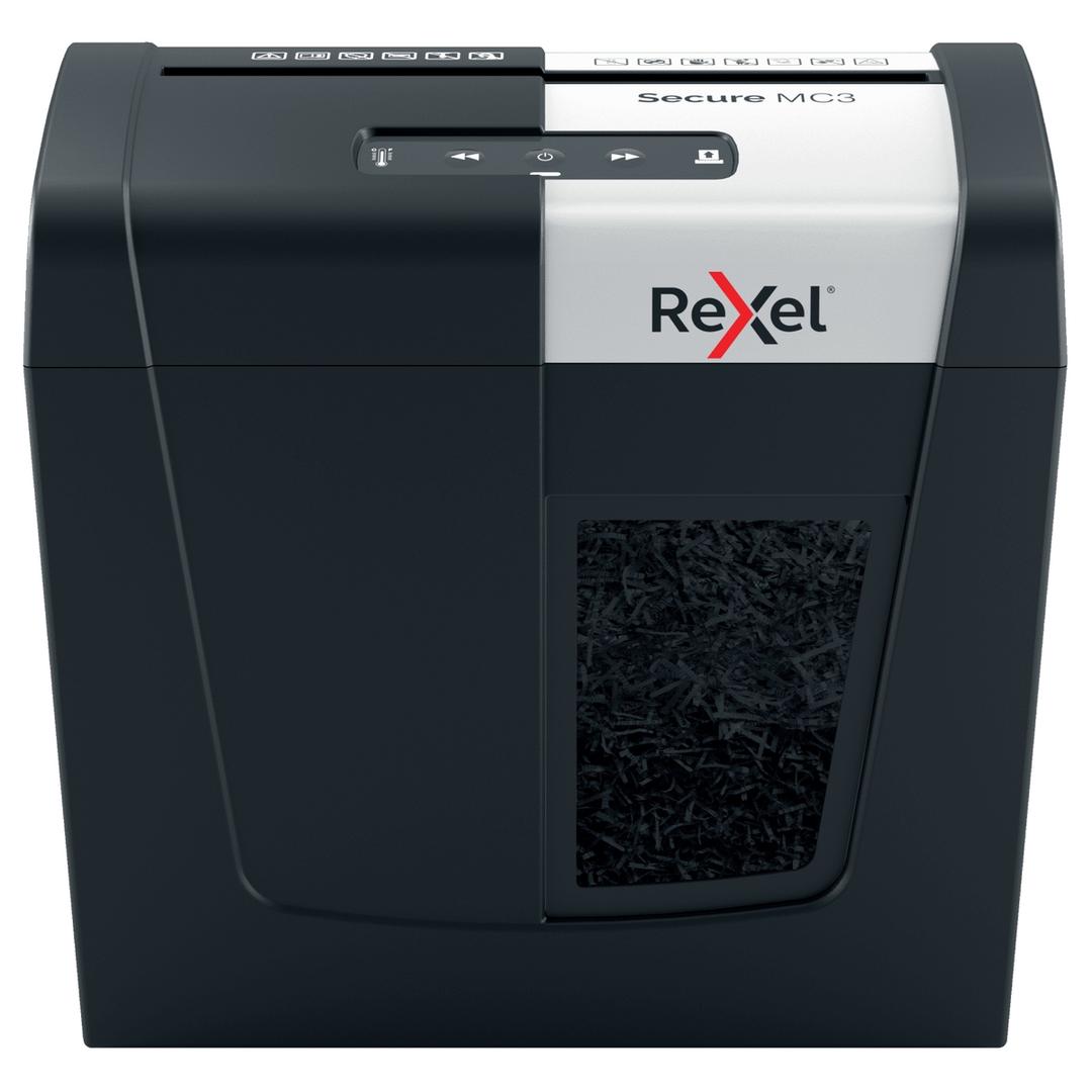 Destructeur de documents très confidentiels P5 Coupe croisée Secure MC3 2 x 15 mm REXEL — Vue de face