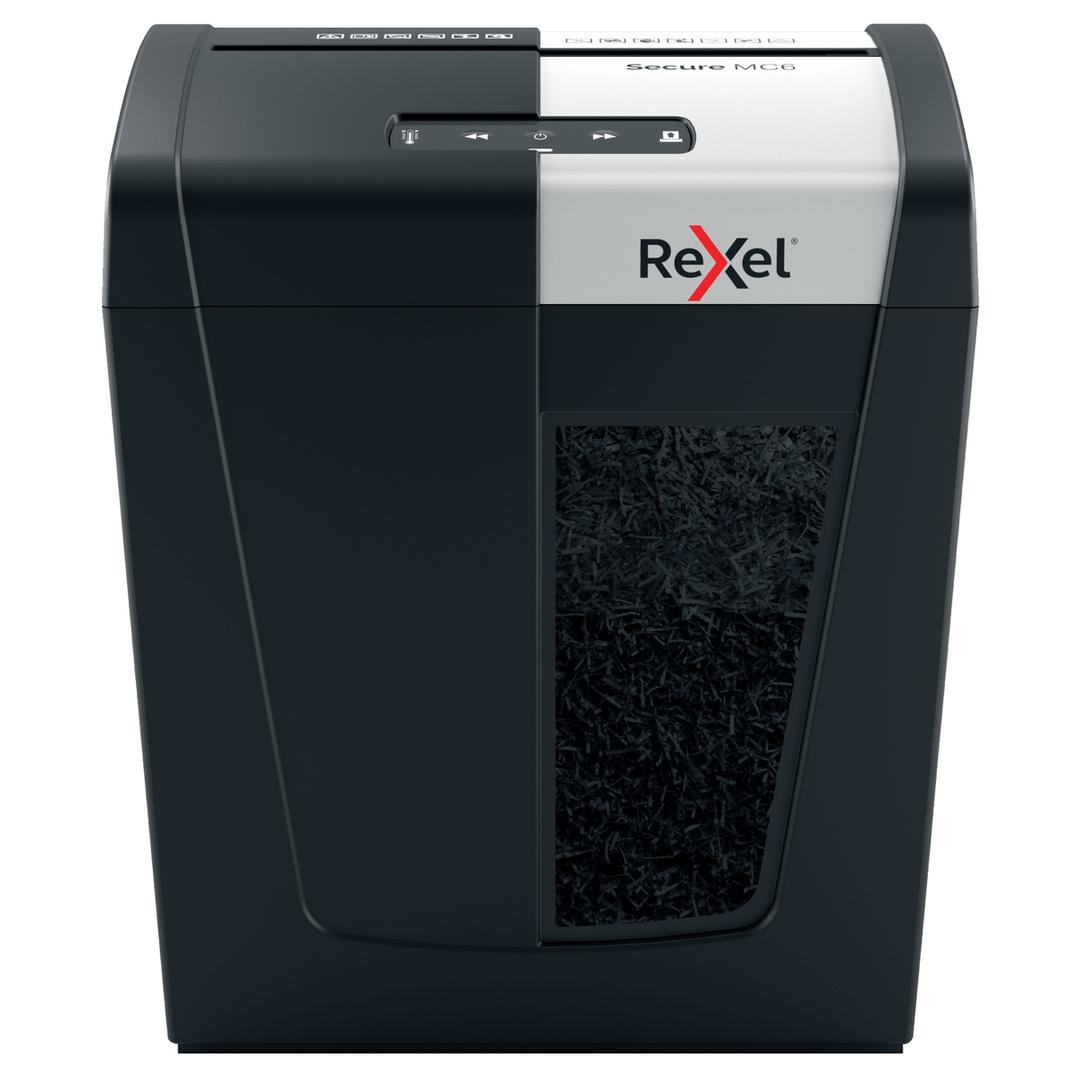 Destructeur de documents très confidentiels P5 Coupe croisée Secure MC6 2 x 15 mm REXEL — Vue de face