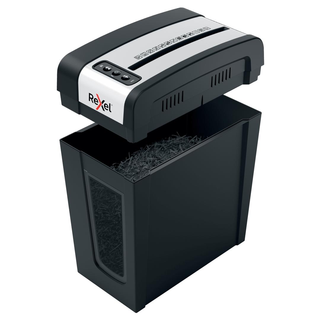 Destructeur de documents très confidentiels P5 Coupe croisée Secure MC4-SL 2 x 15 mm REXEL — Corbeille amovible ouverte