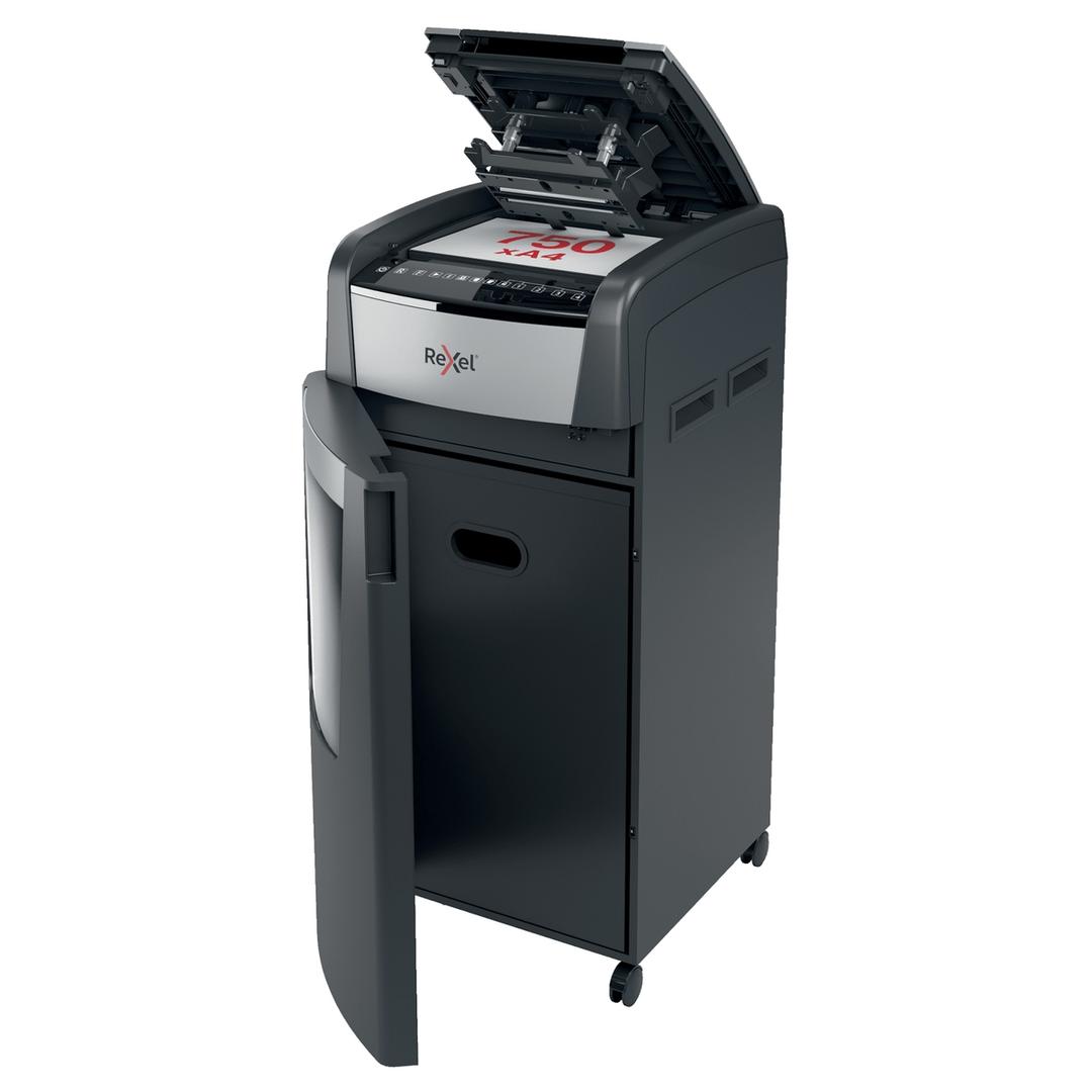 Destructeur de documents très confidentiels P5 Coupe croisée Insertion papier automatique Optimum Autofeed+ 750M 2 x 15 mm avec insertion papier automatique REXEL — Capacité insertion papier automatique