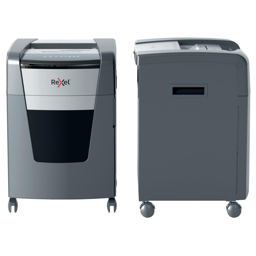 Destructeur de documents confidentiels P4 Coupe croisée Momentum Extra XP418+ 4 x 35 mm REXEL — Vue d'ensemble