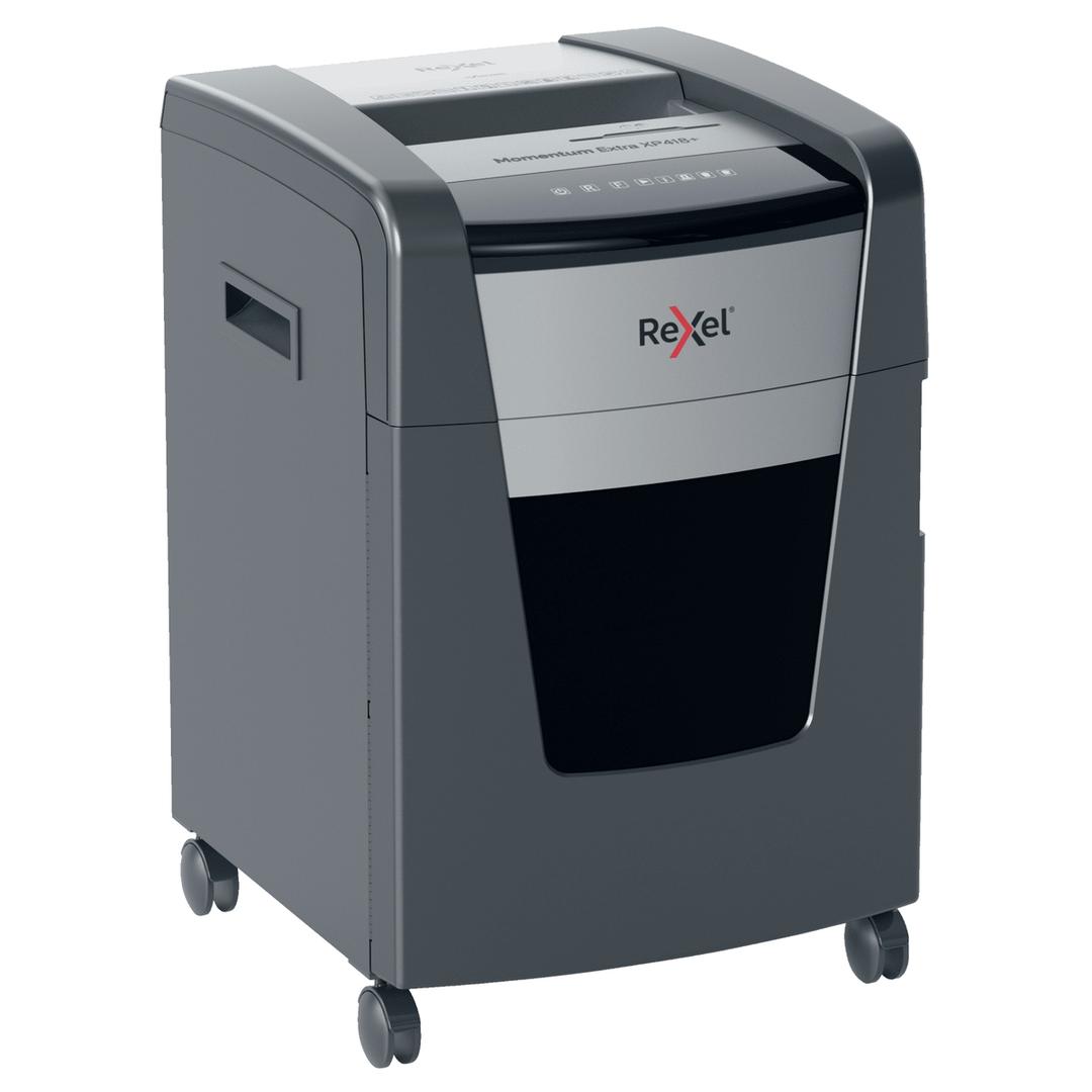 Destructeur de documents confidentiels P4 Coupe croisée Momentum Extra XP418+ 4 x 35 mm REXEL — Vue de droite