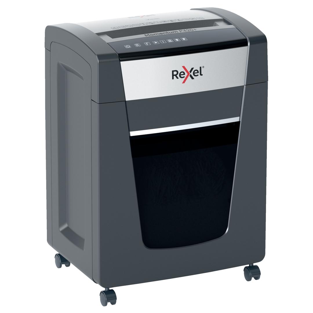 Destructeur de documents confidentiels P4 Coupe croisée Momentum P420+ 4 x 35 mm REXEL — Vue de droite