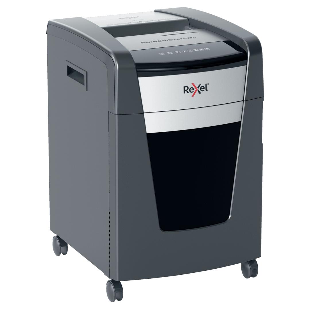 Destructeur de documents confidentiels P4 Coupe croisée Momentum Extra XP420+ 4 x 35 mm REXEL — Vue de droite