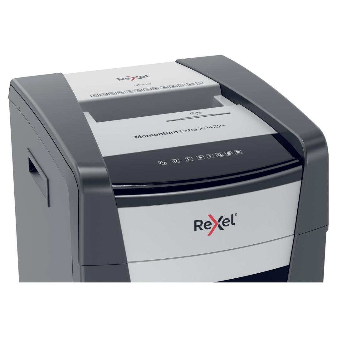 Destructeur de documents confidentiels P4 Coupe croisée Momentum Extra XP422+ 4 x 35 mm REXEL — Détails boutons