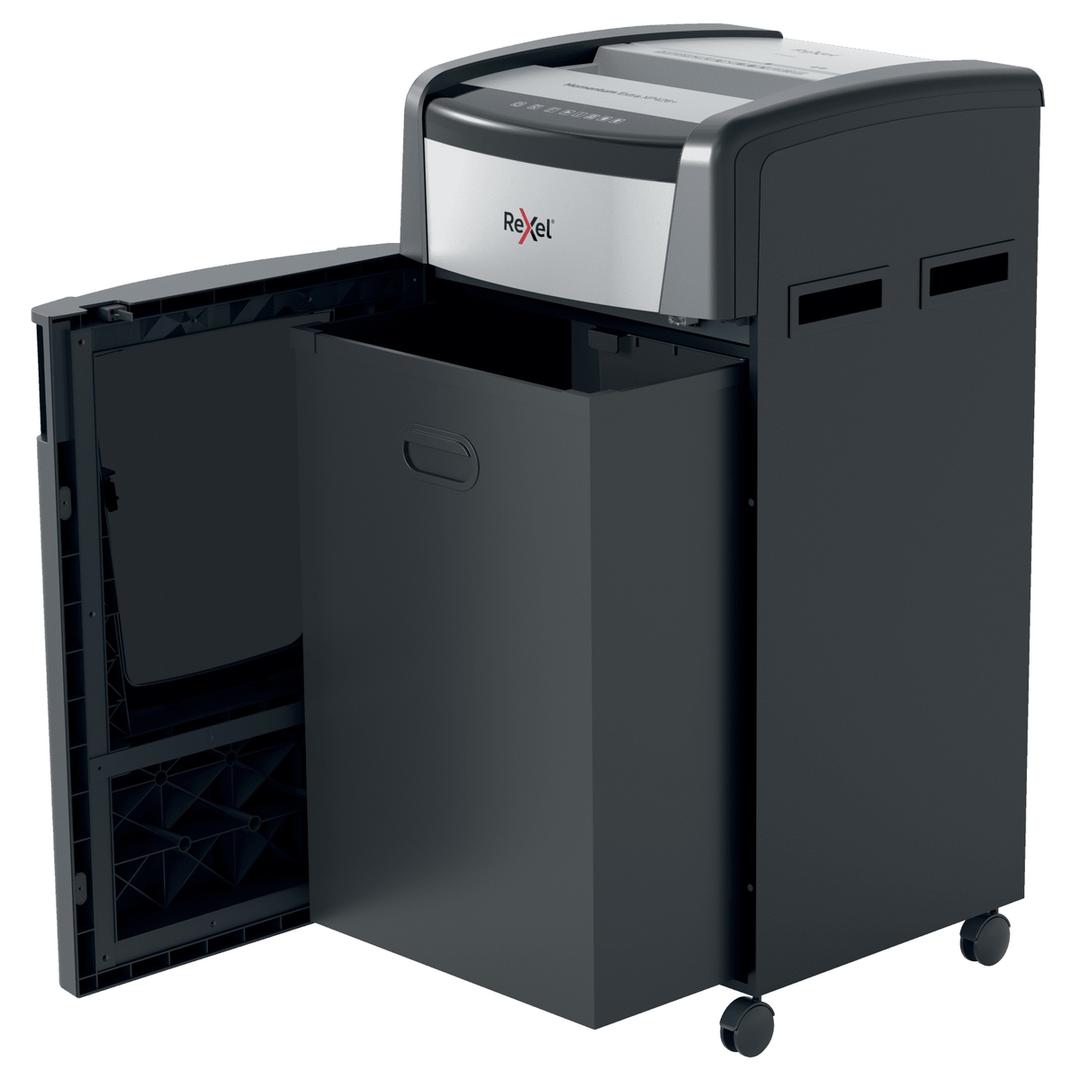 Destructeur de documents confidentiels P4 Coupe croisée Momentum Extra XP426+ 4 x 30 mm REXEL — Bac extractible ouvert