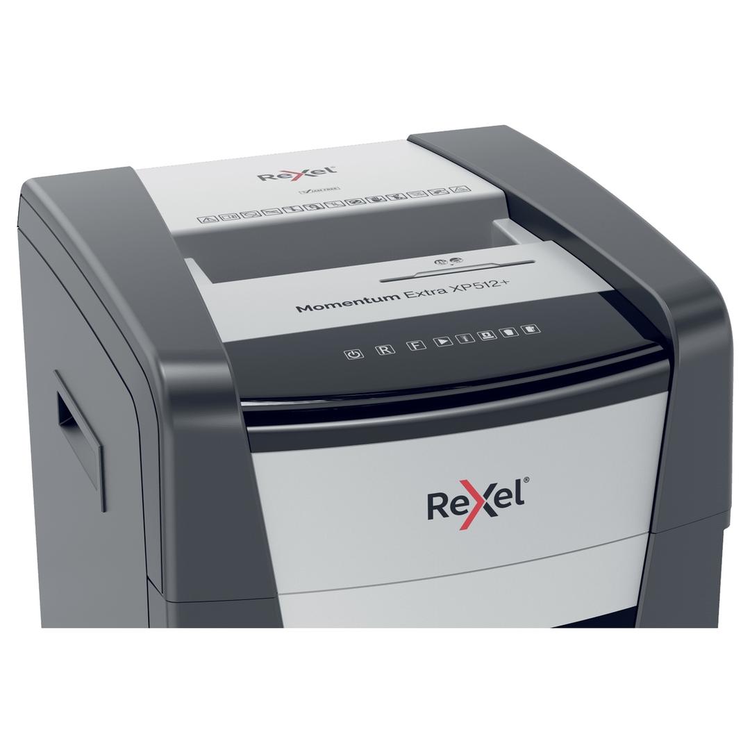 Destructeur de documents très confidentiels P5 Coupe croisée Momentum Extra XP512+ 2 x 15 mm REXEL — Détails boutons