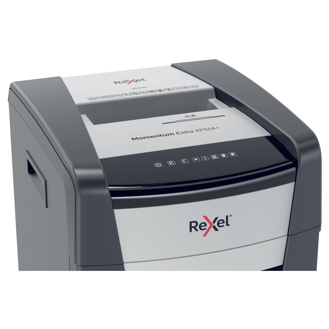 Destructeur de documents très confidentiels P5 Coupe croisée Momentum Extra XP514+ 2 x 15 mm REXEL — Détails boutons
