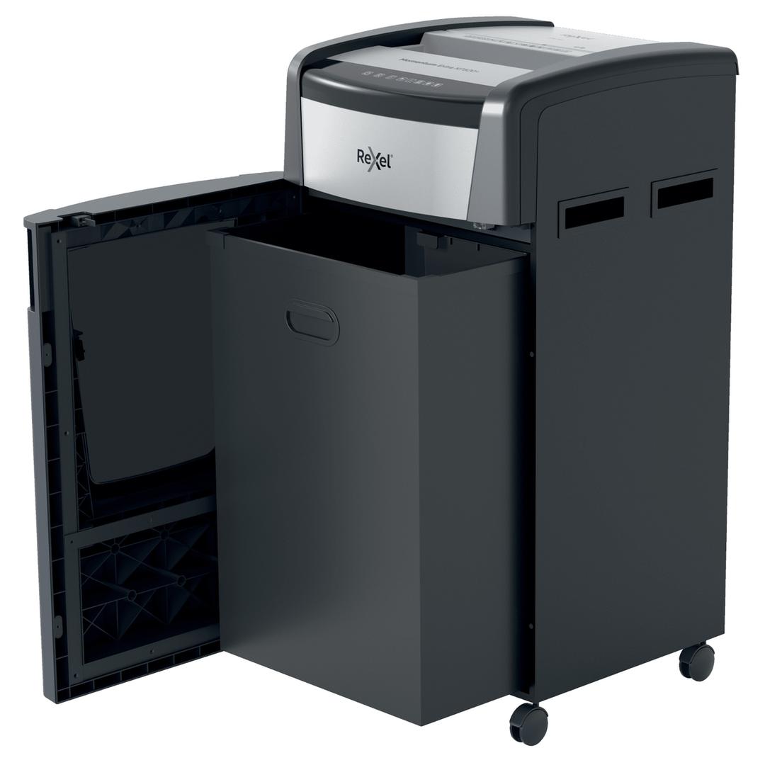 Destructeur de documents très confidentiels P5 Coupe croisée Momentum Extra XP520+ 2 x 15 mm REXEL — Bac extractible ouvert