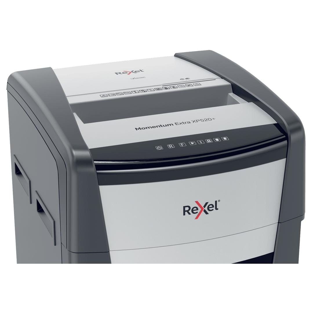 Destructeur de documents très confidentiels P5 Coupe croisée Momentum Extra XP520+ 2 x 15 mm REXEL — Détails boutons