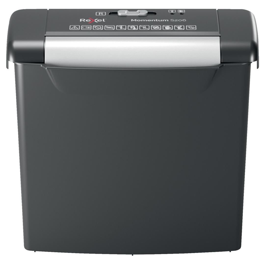 Destructeur de documents P2 Coupe droite Momentum S206 6 mm REXEL — Vue de face
