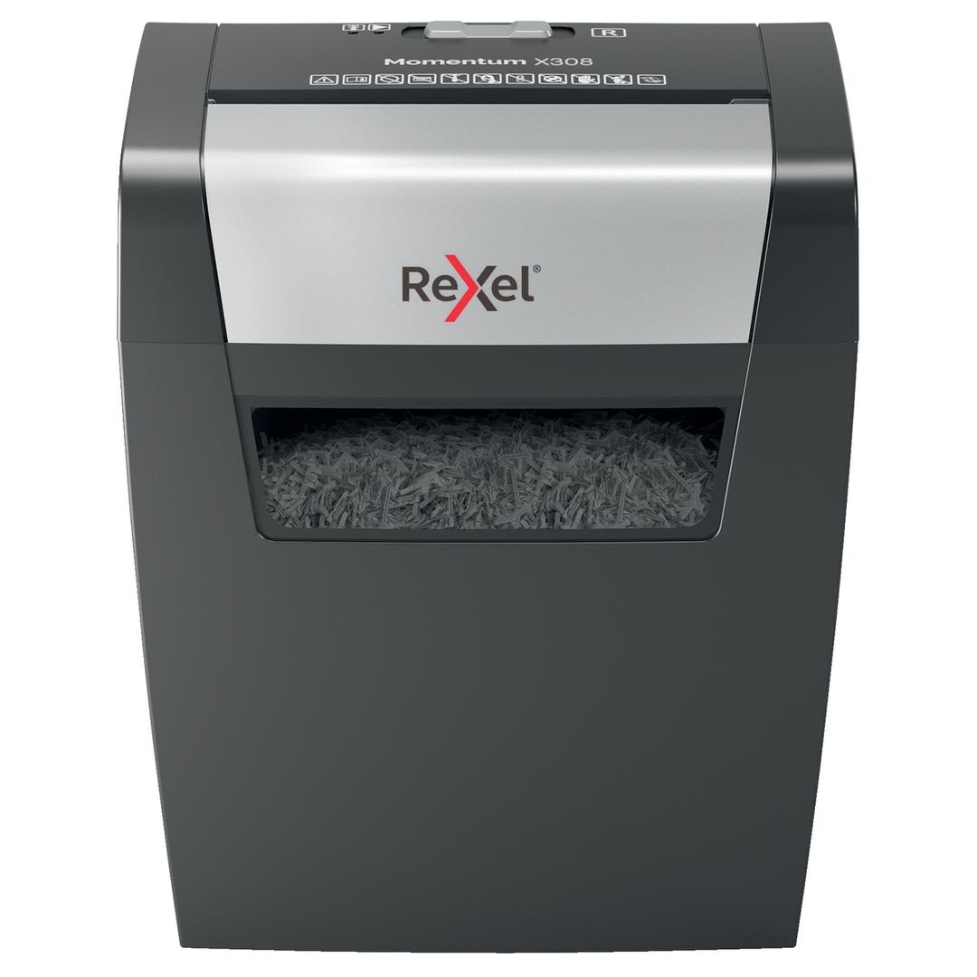 Destructeur de documents P3 Coupe croisée Momentum X308 5 x 42 mm REXEL — Vue de face