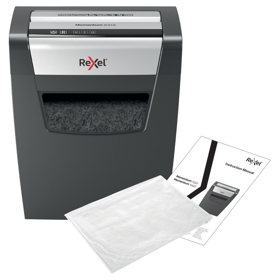 Destructeur de documents P3 Coupe croisée Momentum X312 5 x 42 mm REXEL — Avec feuilles de lubrification