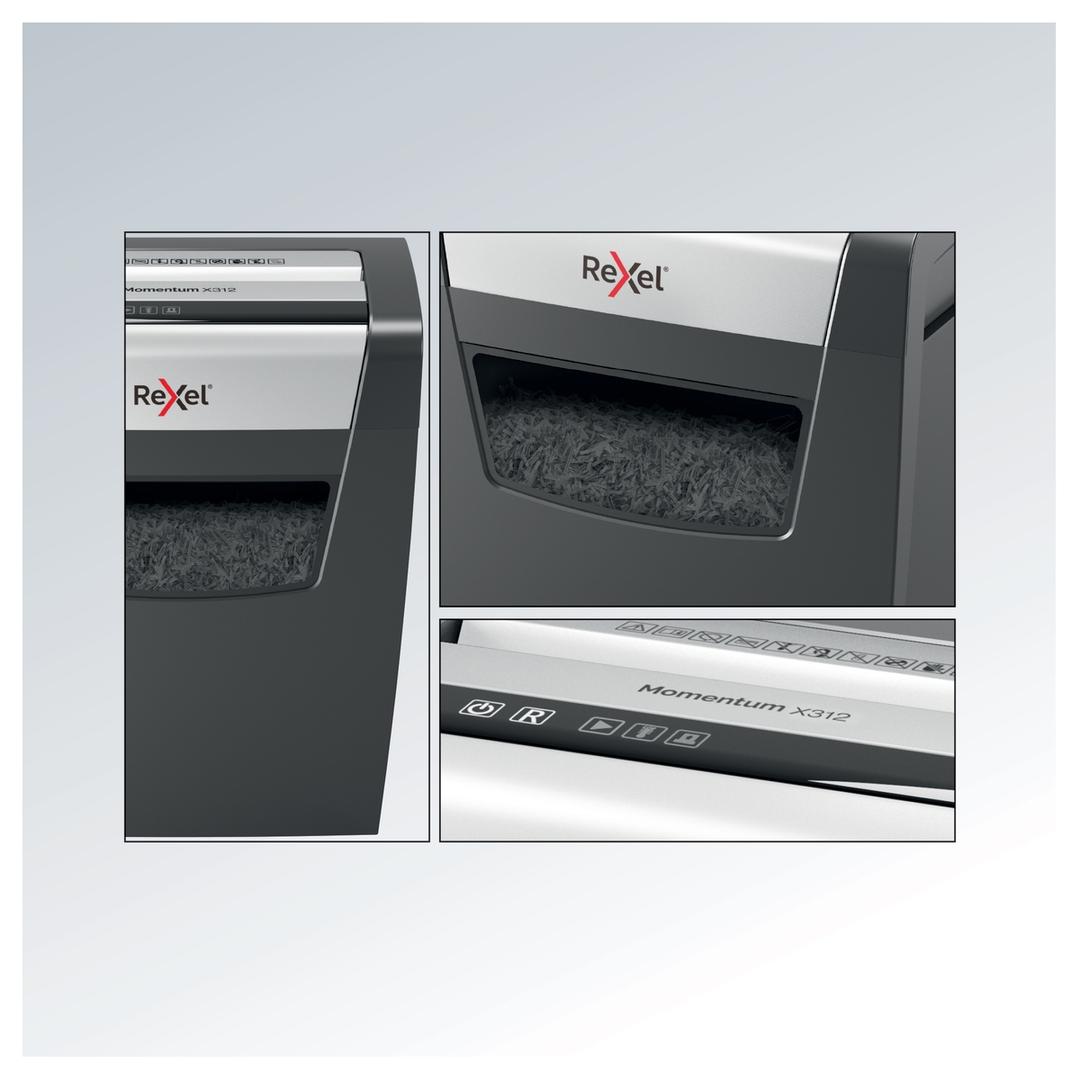 Destructeur de documents P3 Coupe croisée Momentum X312 5 x 42 mm REXEL — Détails