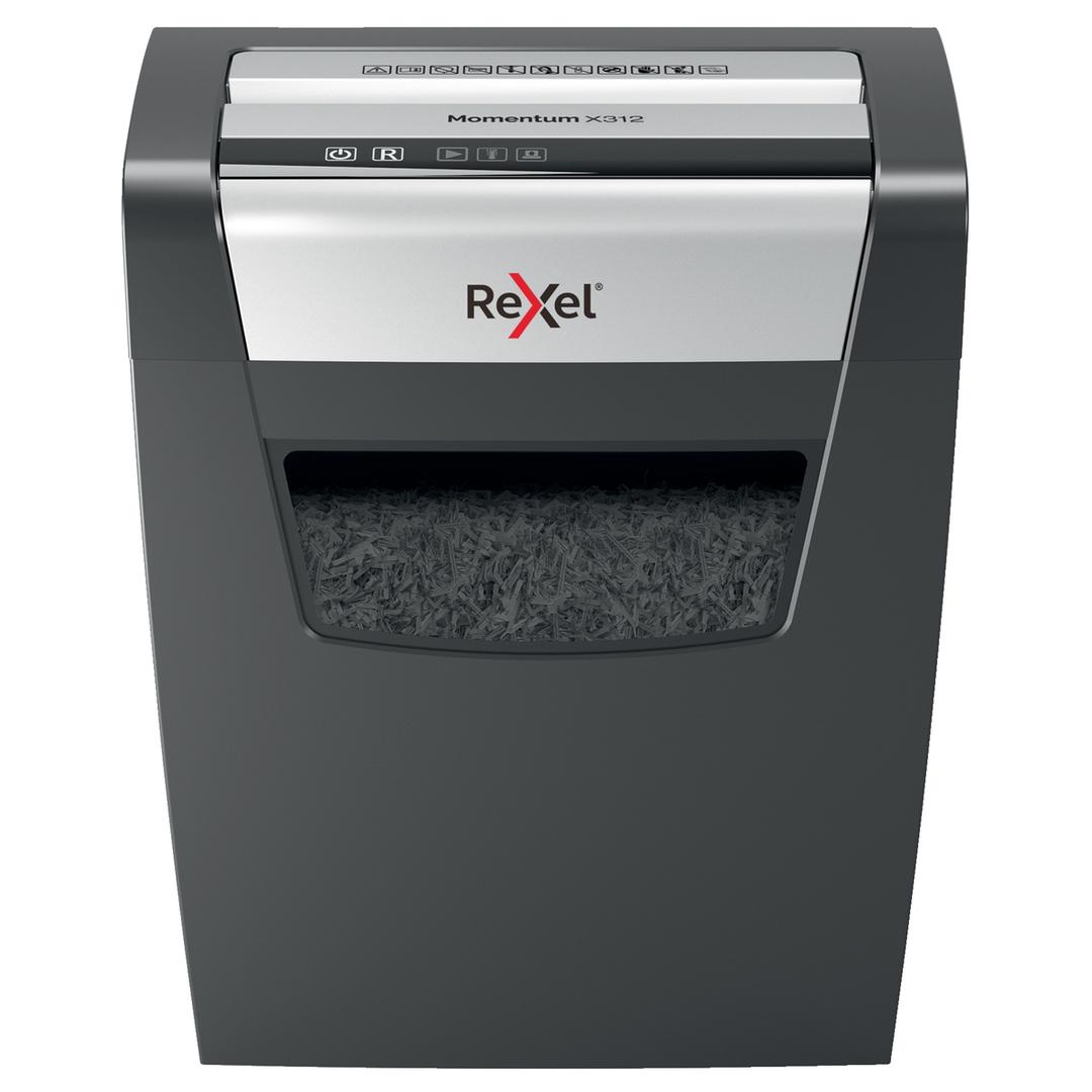 Destructeur de documents P3 Coupe croisée Momentum X312 5 x 42 mm REXEL — Vue de face