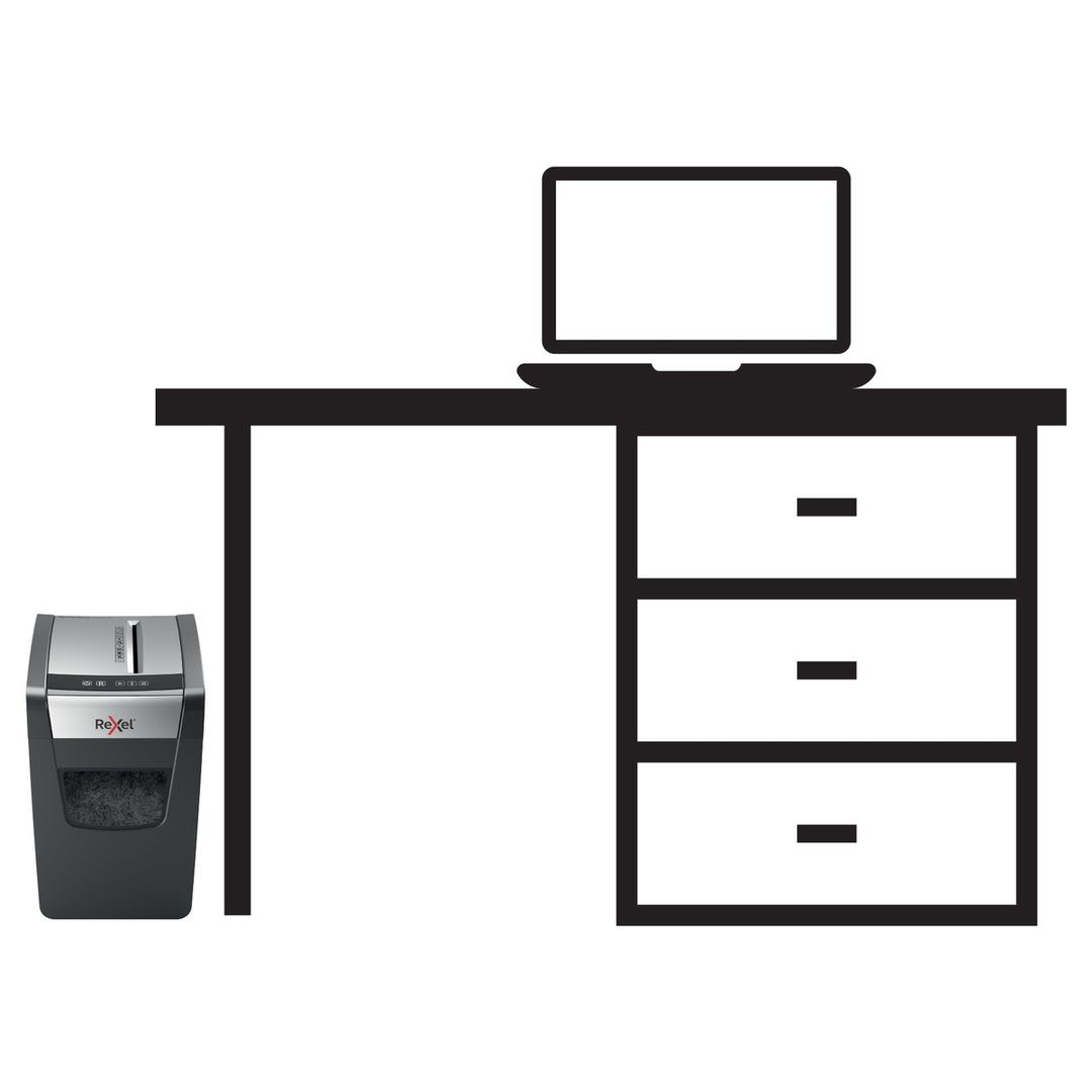 Destructeur de documents confidentiels P4 Coupe croisée Momentum X410-SL 4 x 28 mm REXEL — Comparaison taille réelle