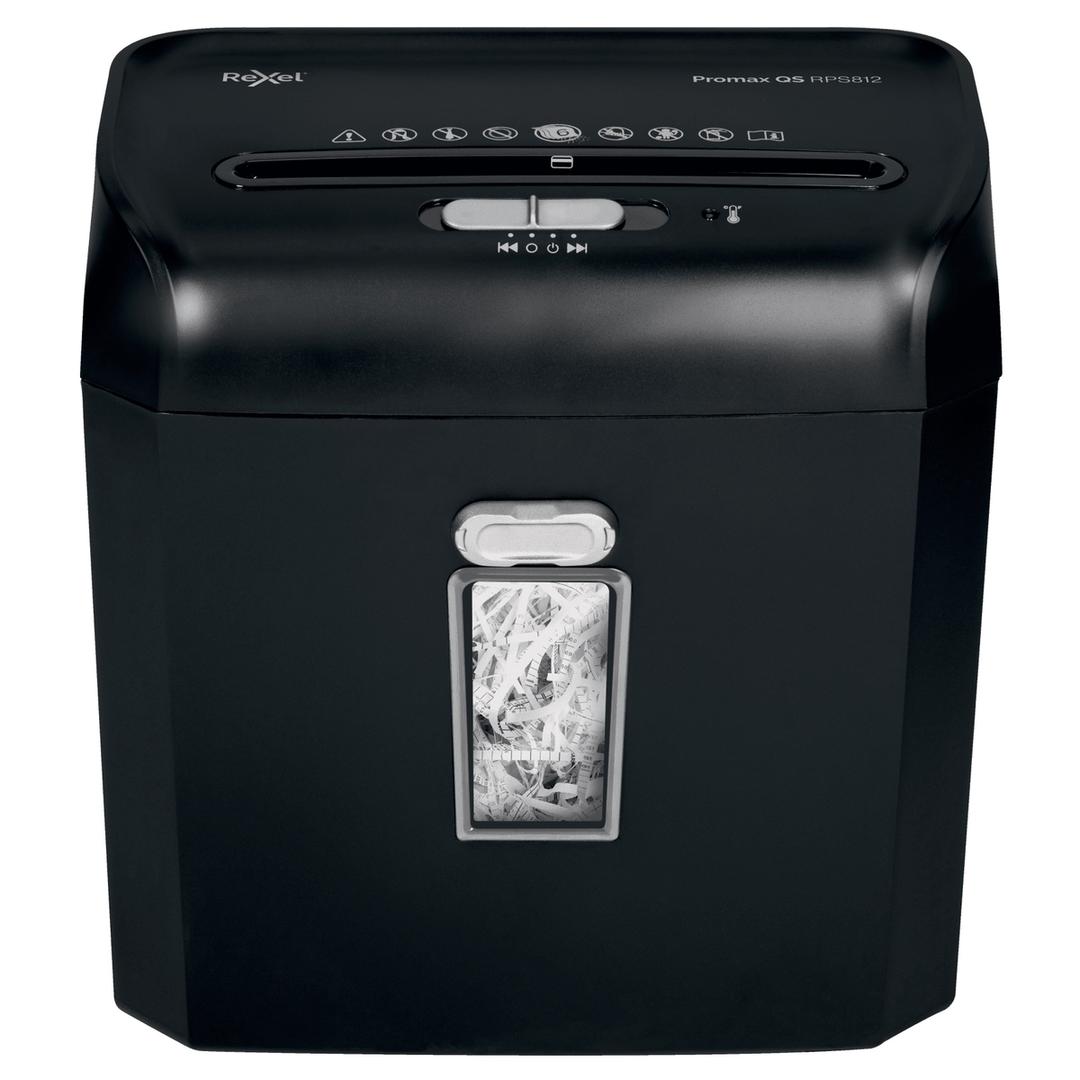 Destructeur de documents P2 Coupe droite Promax QS RPS812 6 mm REXEL — Vue de face