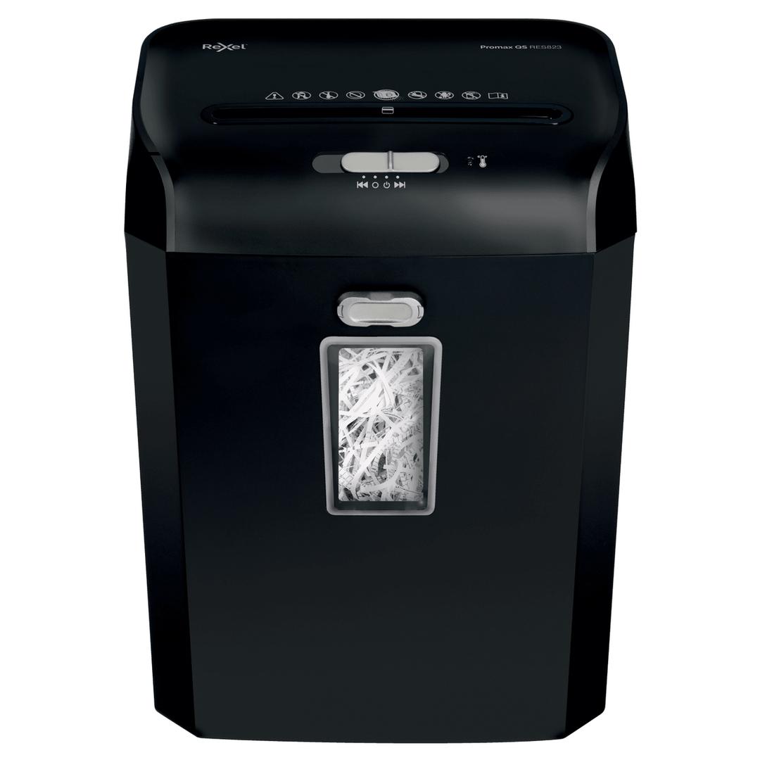 Destructeur de documents P2 Coupe droite Promax QS RES823 6 mm REXEL — Vue de face