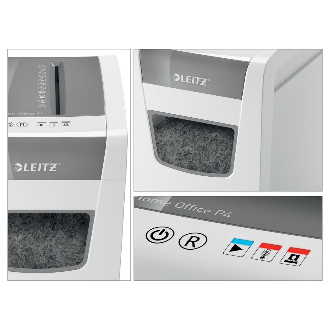 Destructeur de documents confidentiels P4 Coupe croisée IQ Slim Home Office 4 x 28 mm LEITZ — Détails