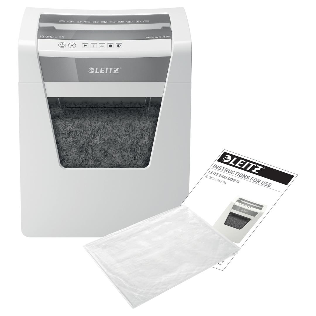 Destructeur de documents très confidentiels P5 Coupe croisée IQ Office 2 x 15 mm LEITZ — Avec feuilles de lubrification
