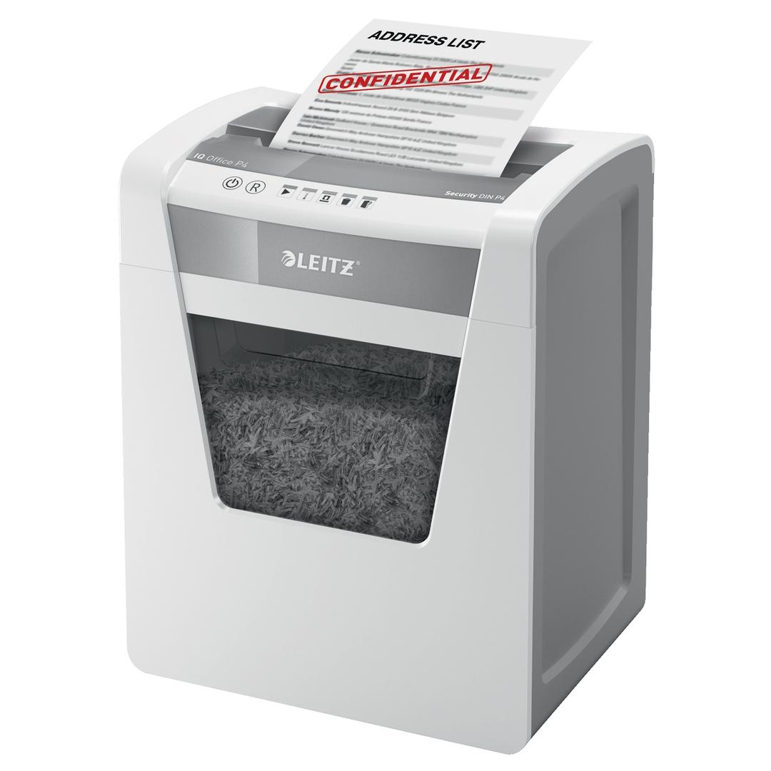 Destructeur de documents confidentiels P4 Coupe croisée IQ Office 4 x 40 mm LEITZ — Insertion papier