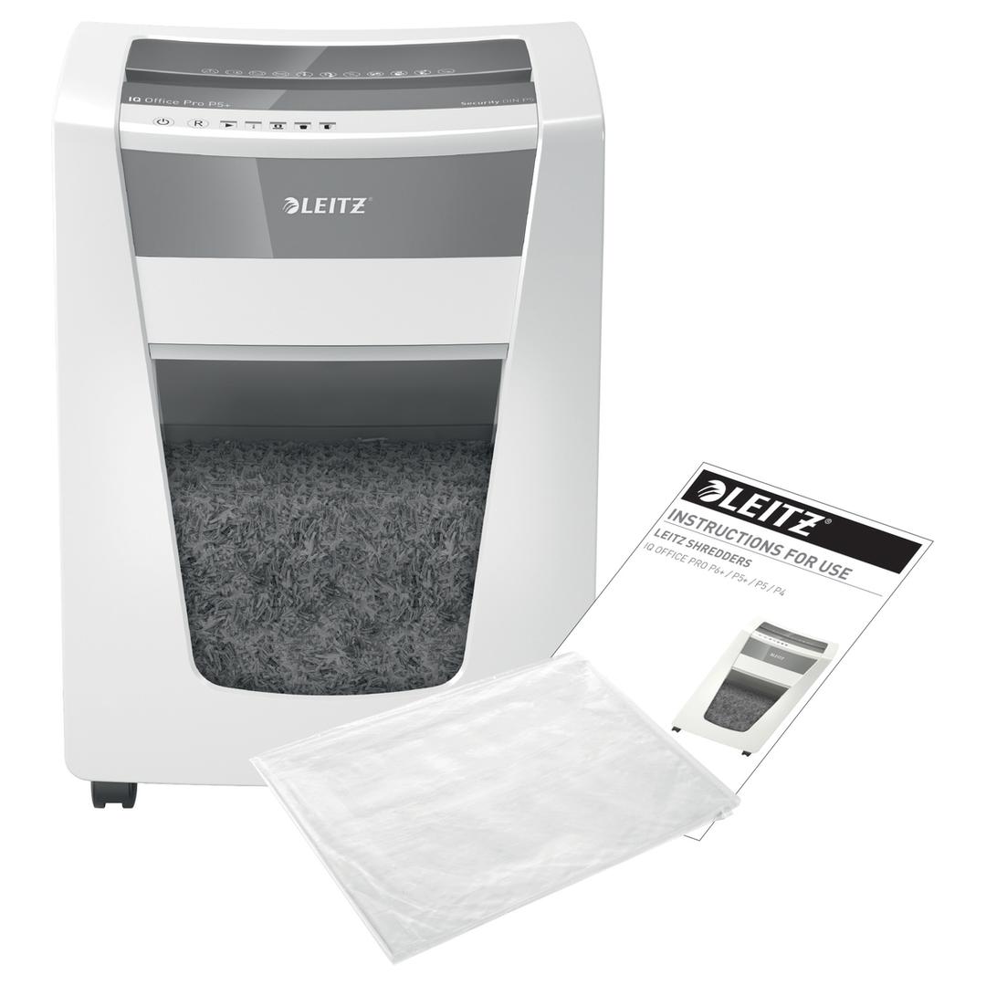 Destructeur de documents secrets P6 Coupe micro-particules IQ Office Pro 2 x 5 mm LEITZ — Avec feuilles de lubrification