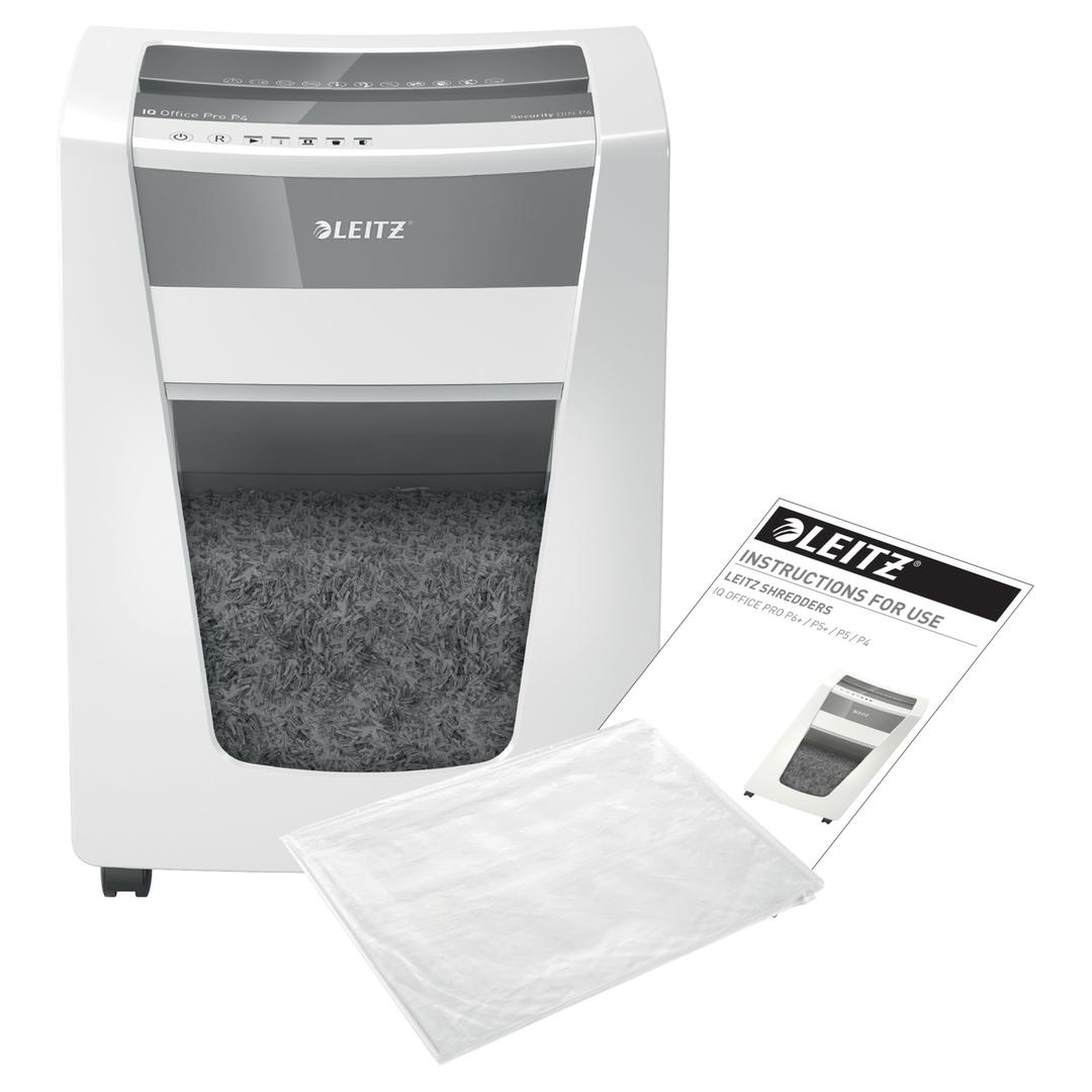 Destructeur de documents confidentiels P4 Coupe croisée IQ Office Pro 4 x 40 mm LEITZ — Avec feuilles de lubrification