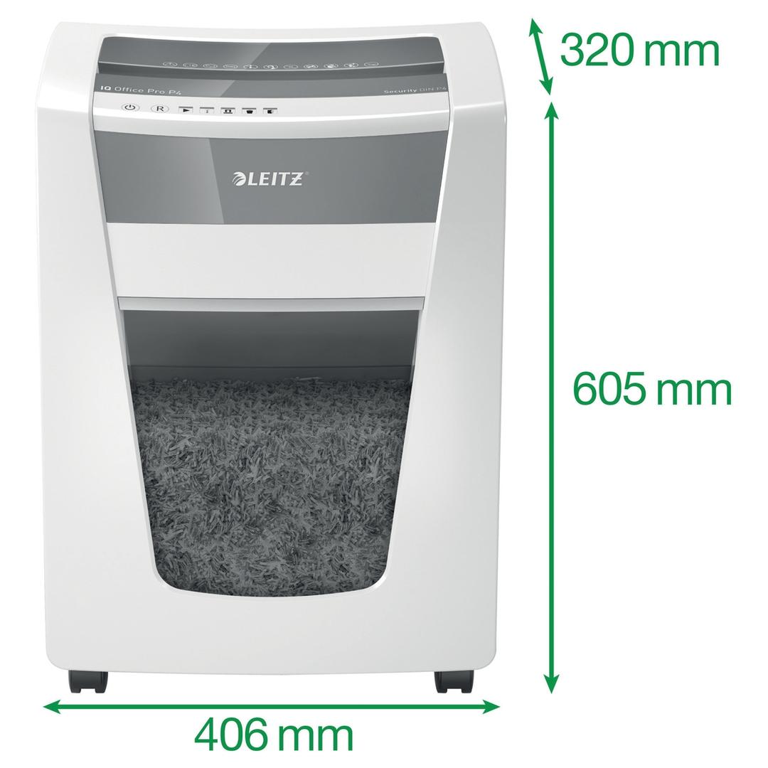Destructeur de documents confidentiels P4 Coupe croisée IQ Office Pro 4 x 40 mm LEITZ — Dimensions