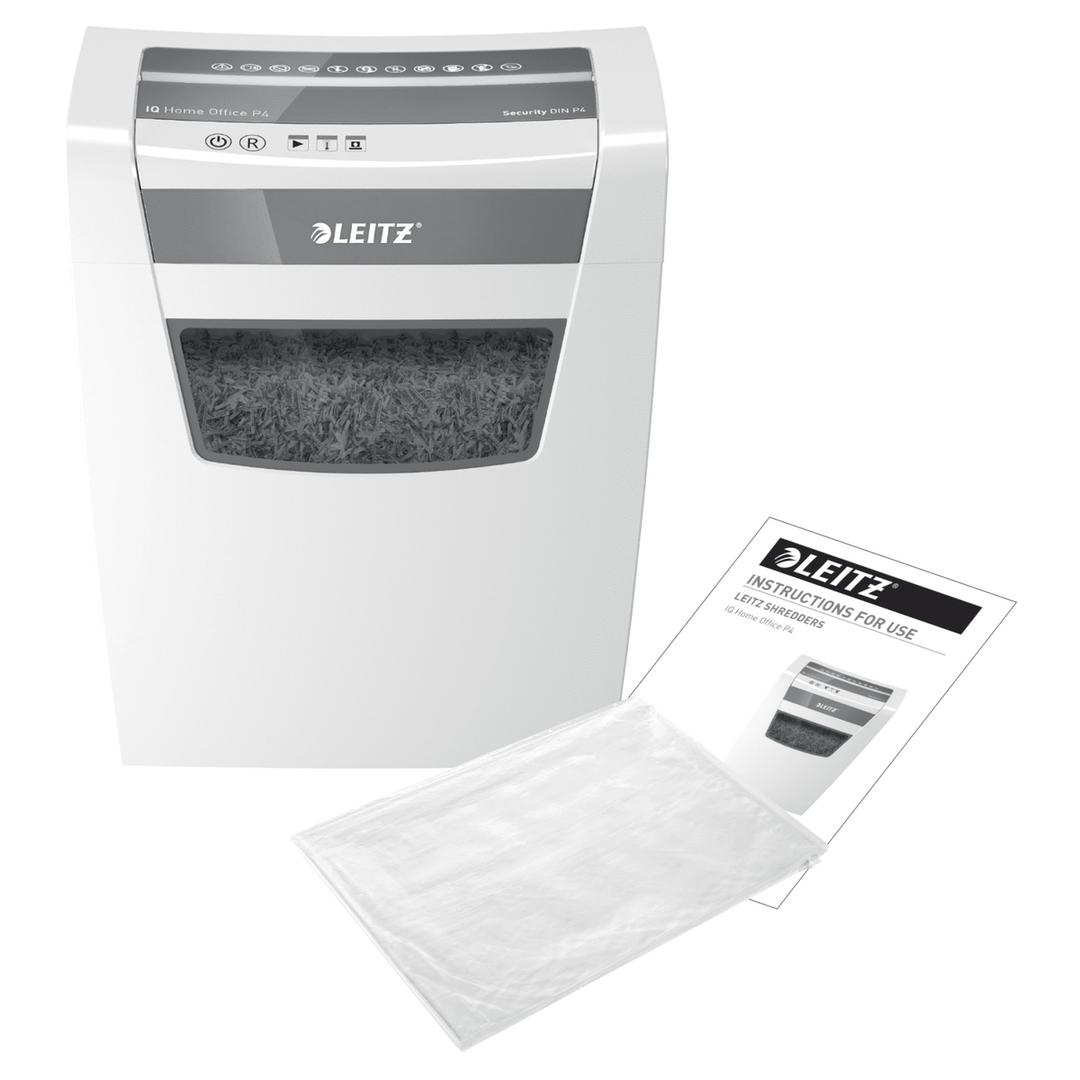 Destructeur de documents confidentiels P4 Coupe croisée IQ Home Office 4 x 28 mm LEITZ — Avec feuilles de lubrification